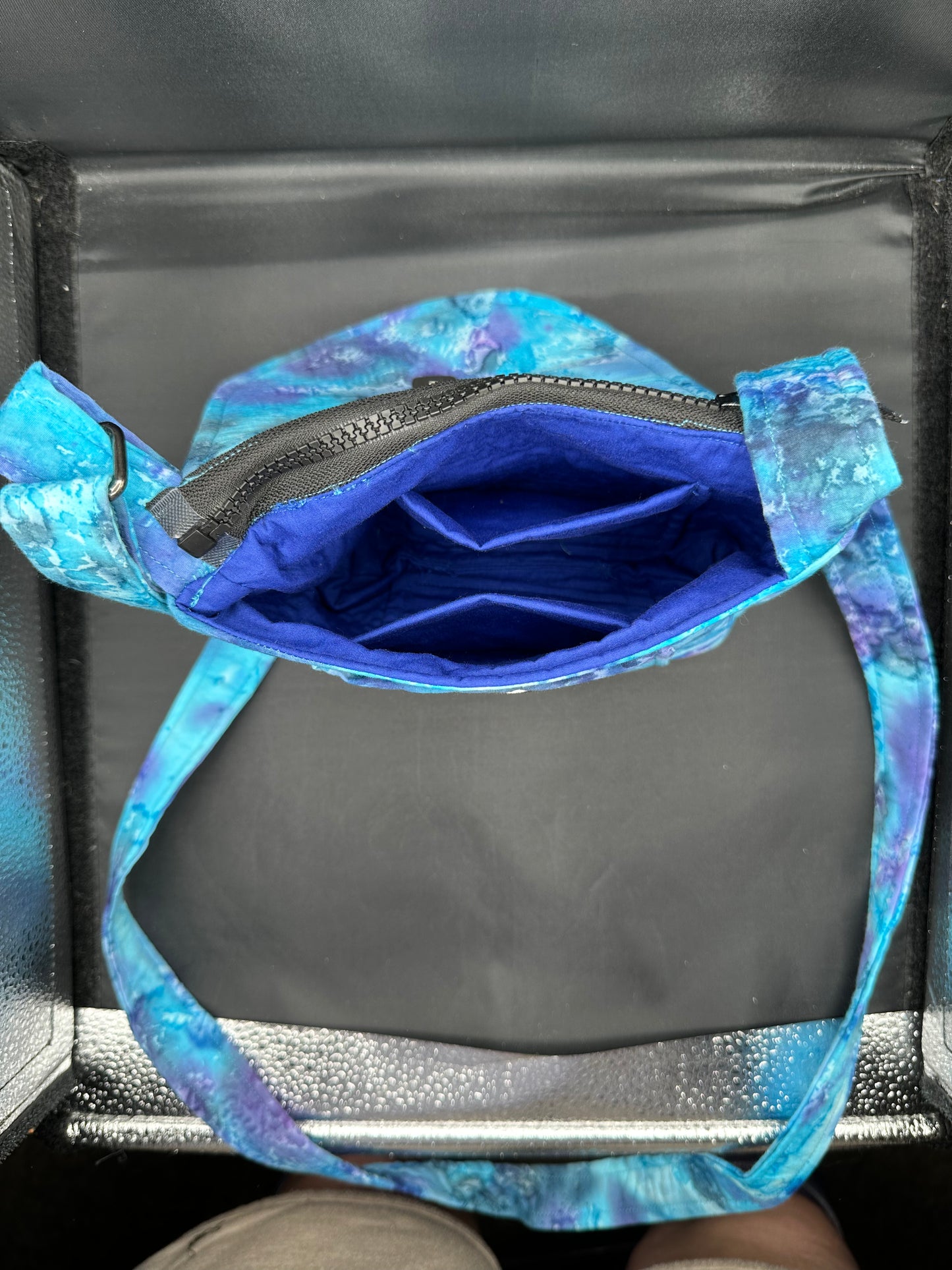 Aqua and purple 7" purse