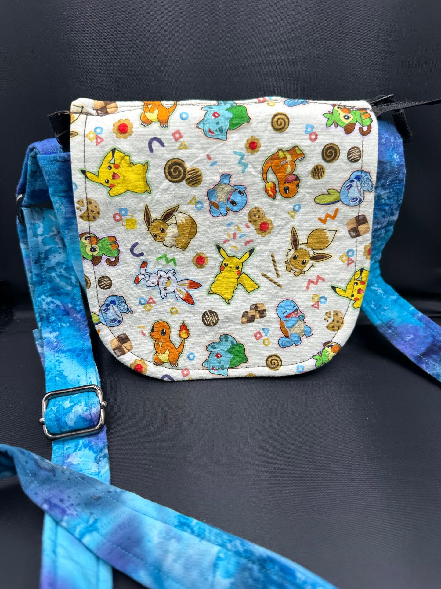 Aqua and purple 7" purse