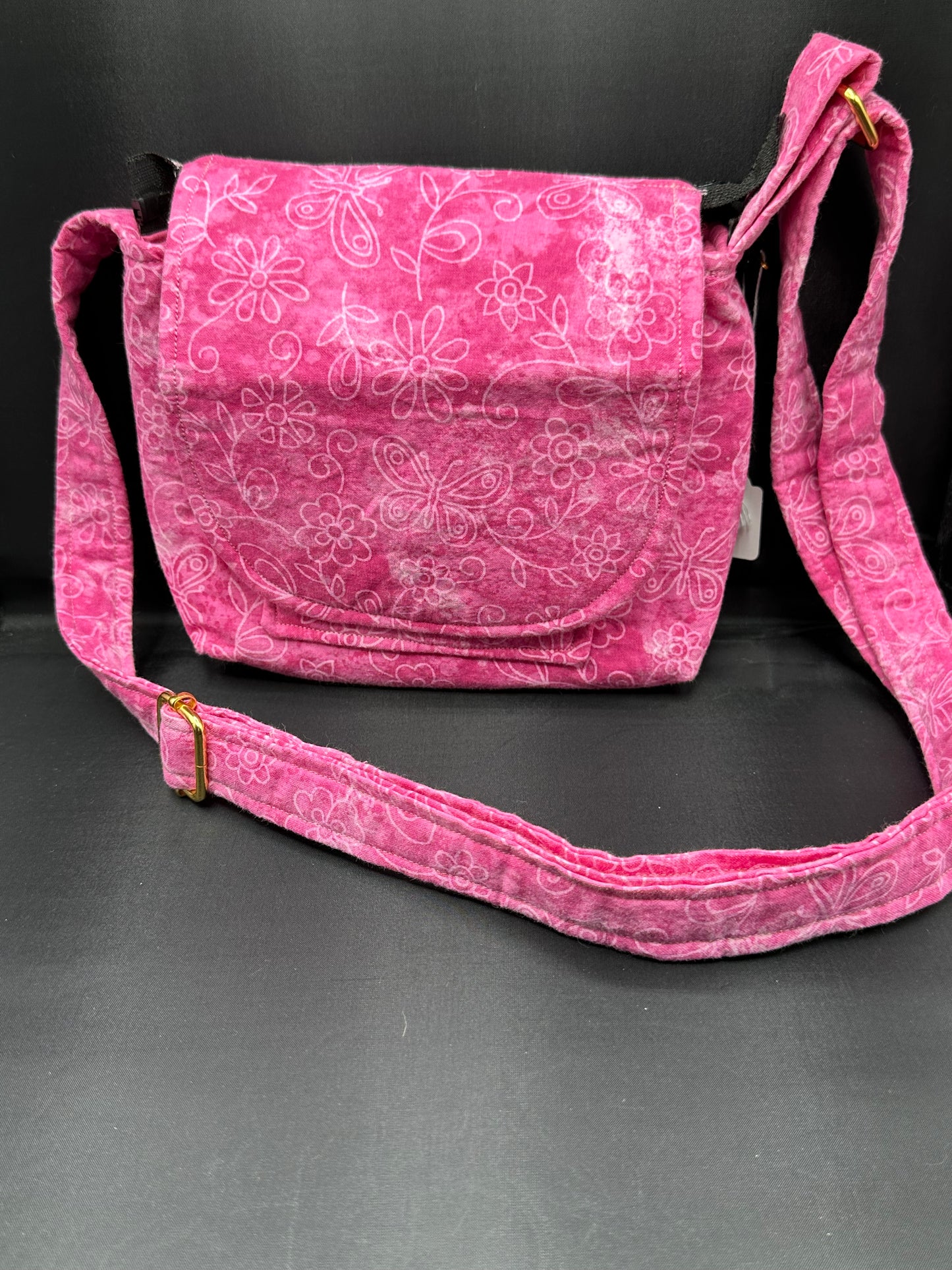 pink w/flower lines 7" purse