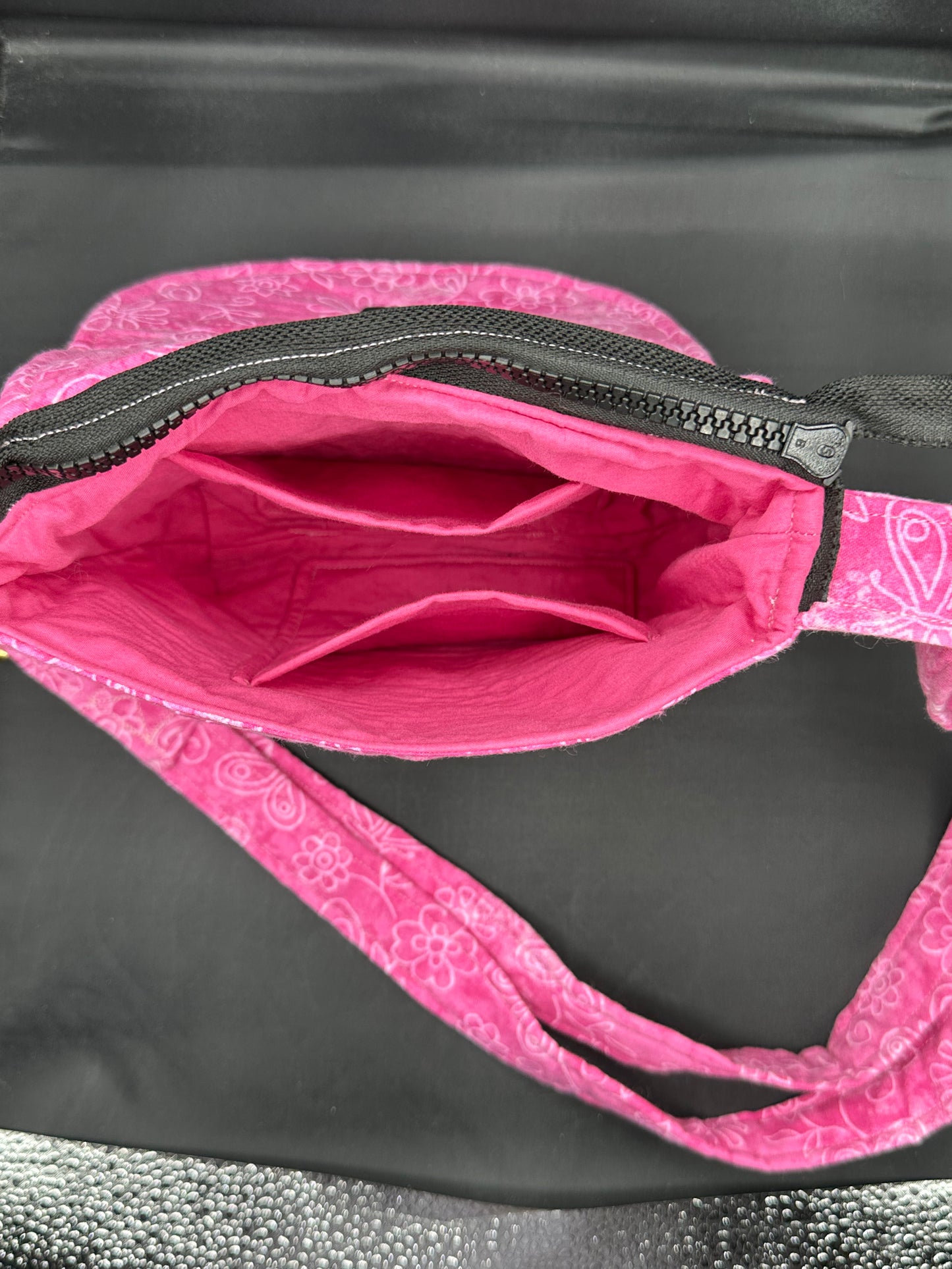 pink w/flower lines 7" purse