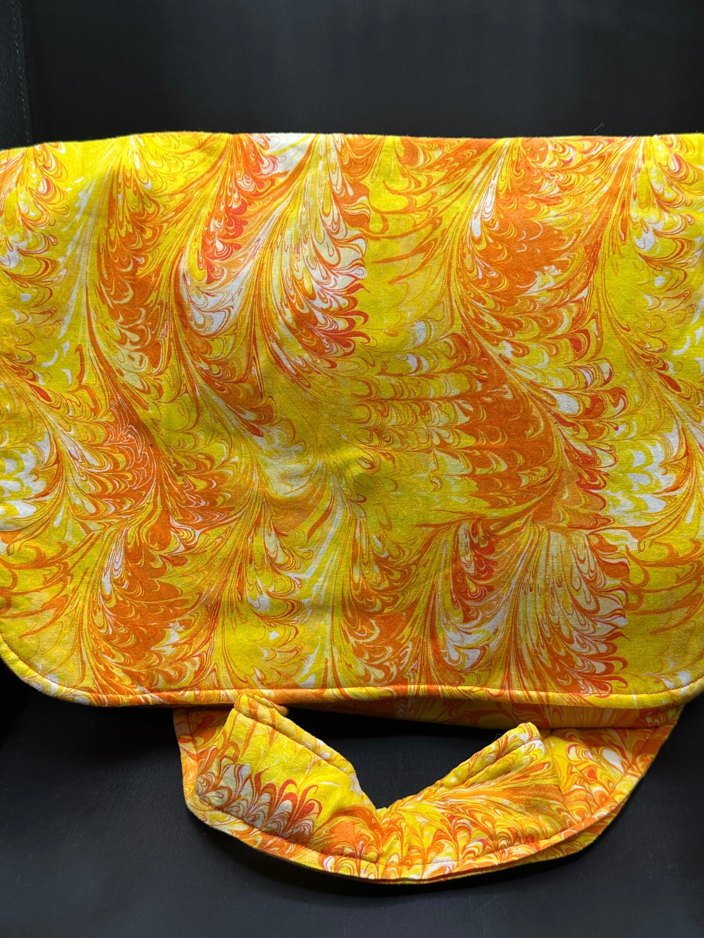 yellow swirl messenger bag