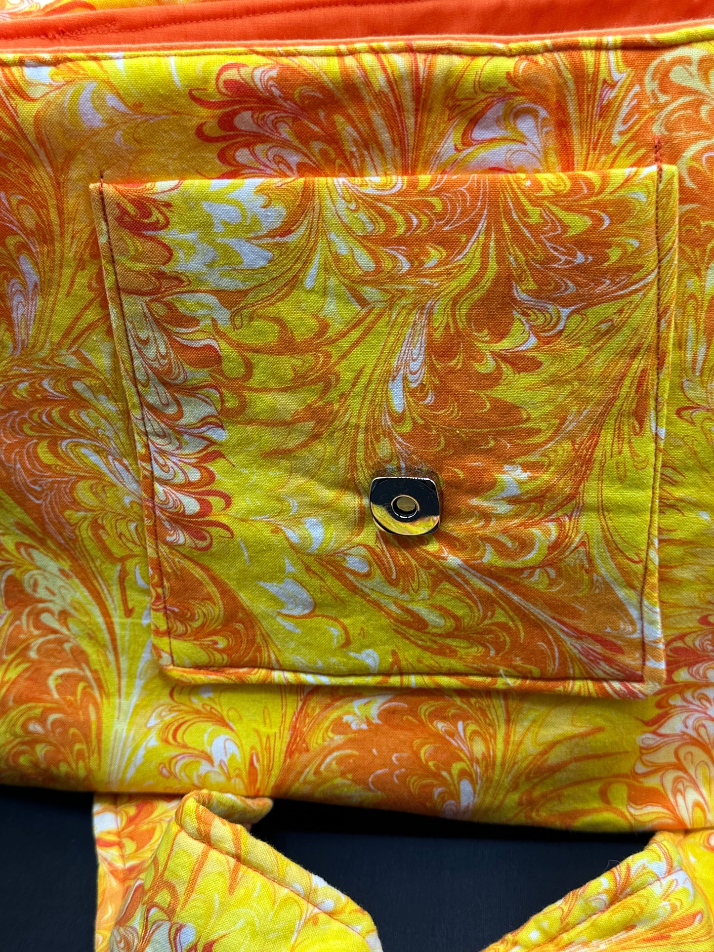 yellow swirl messenger bag