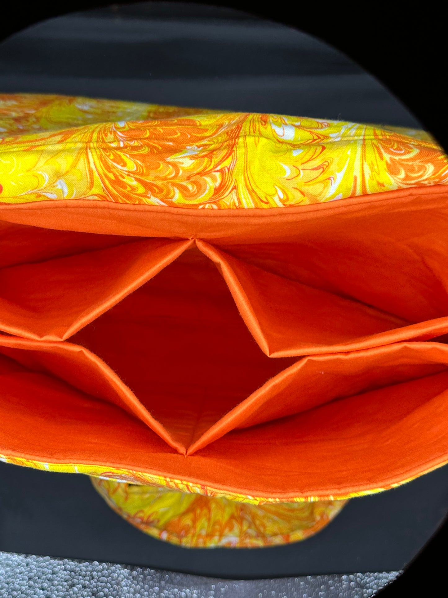 yellow swirl messenger bag