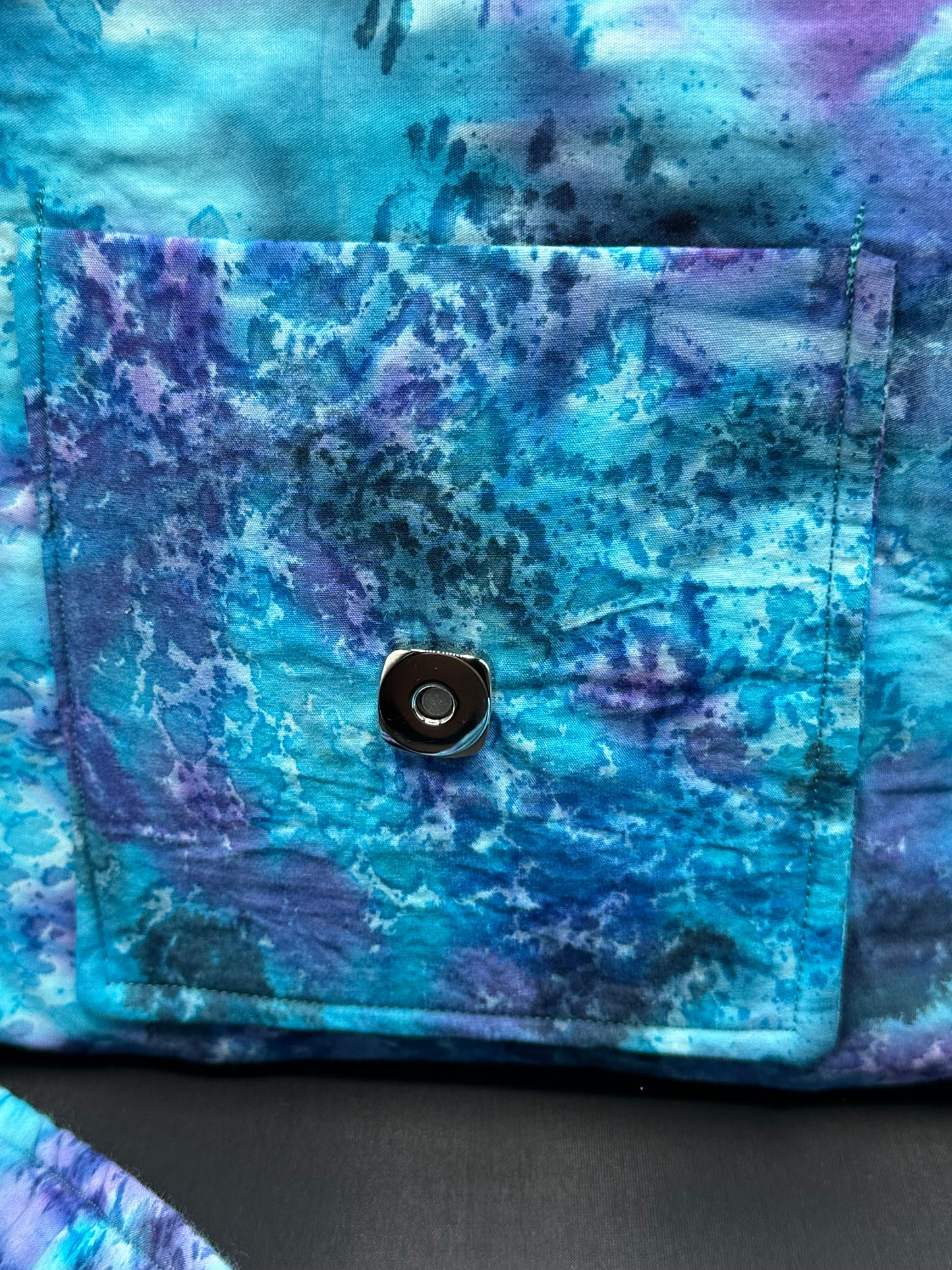 aqua and purple 12" messenger bag