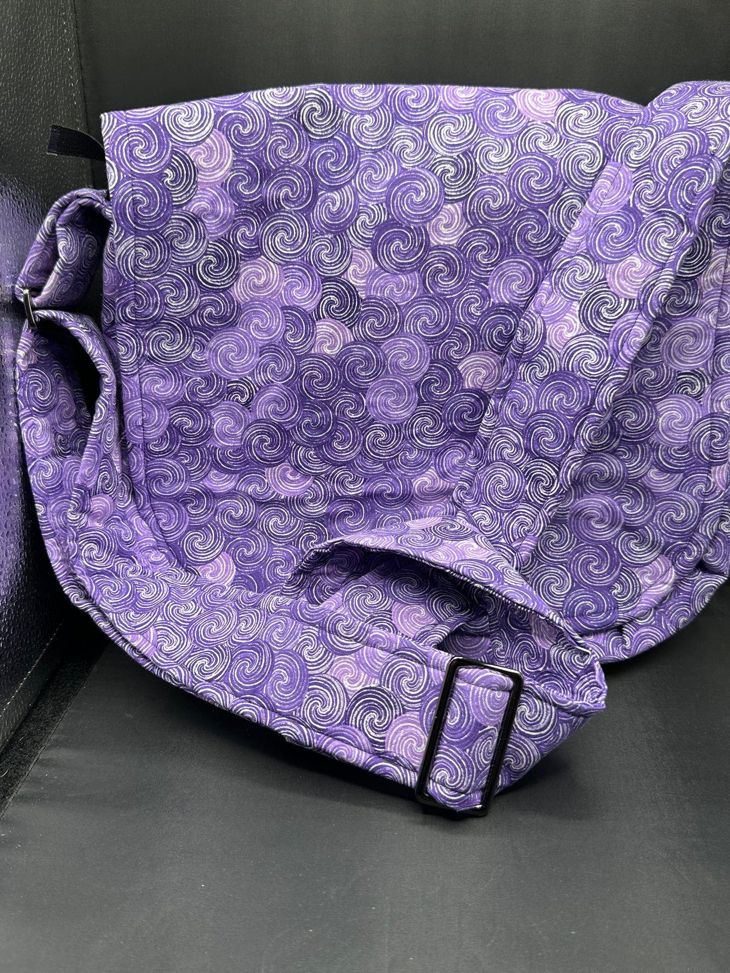purple swirl 12" messenger bag