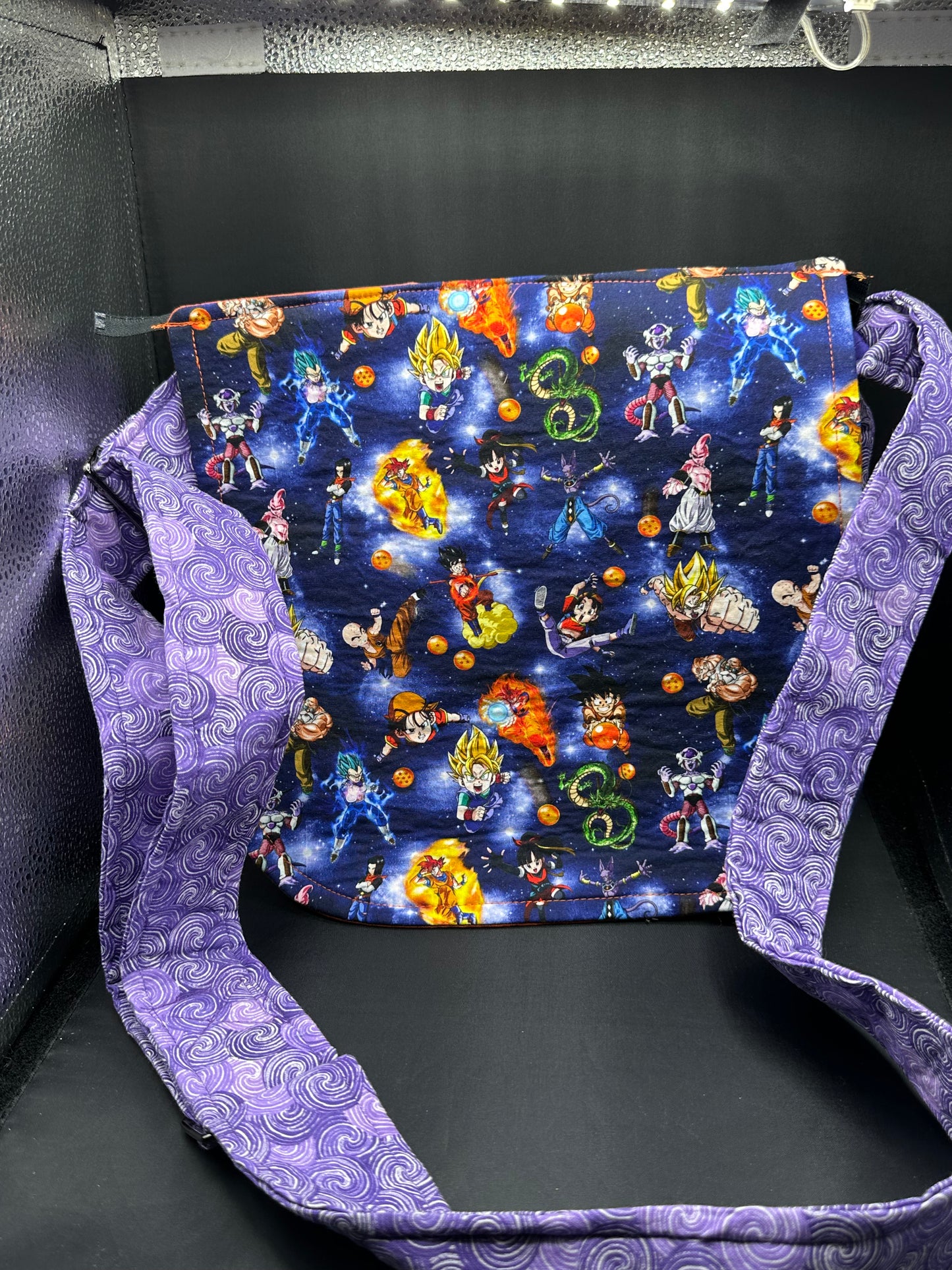 purple swirl 12" messenger bag