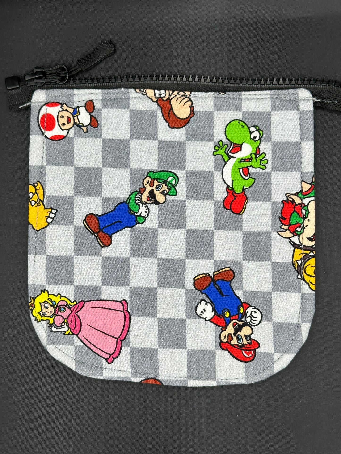 mario - grey check 7" purse flap