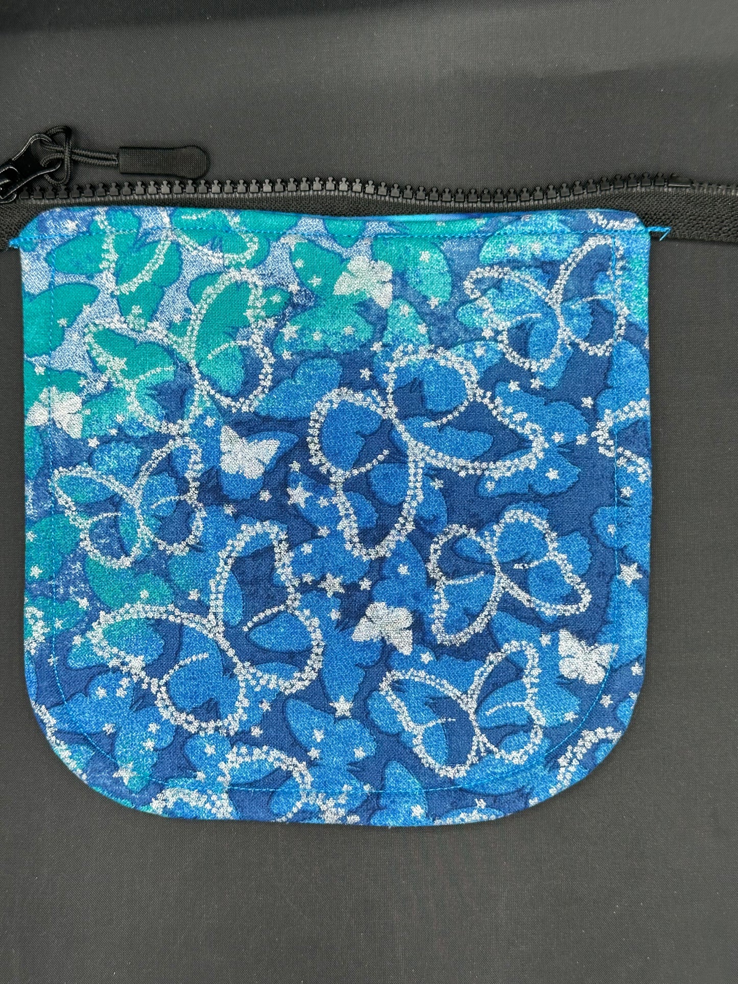 butterfly on blue and teal 7" purse flap
