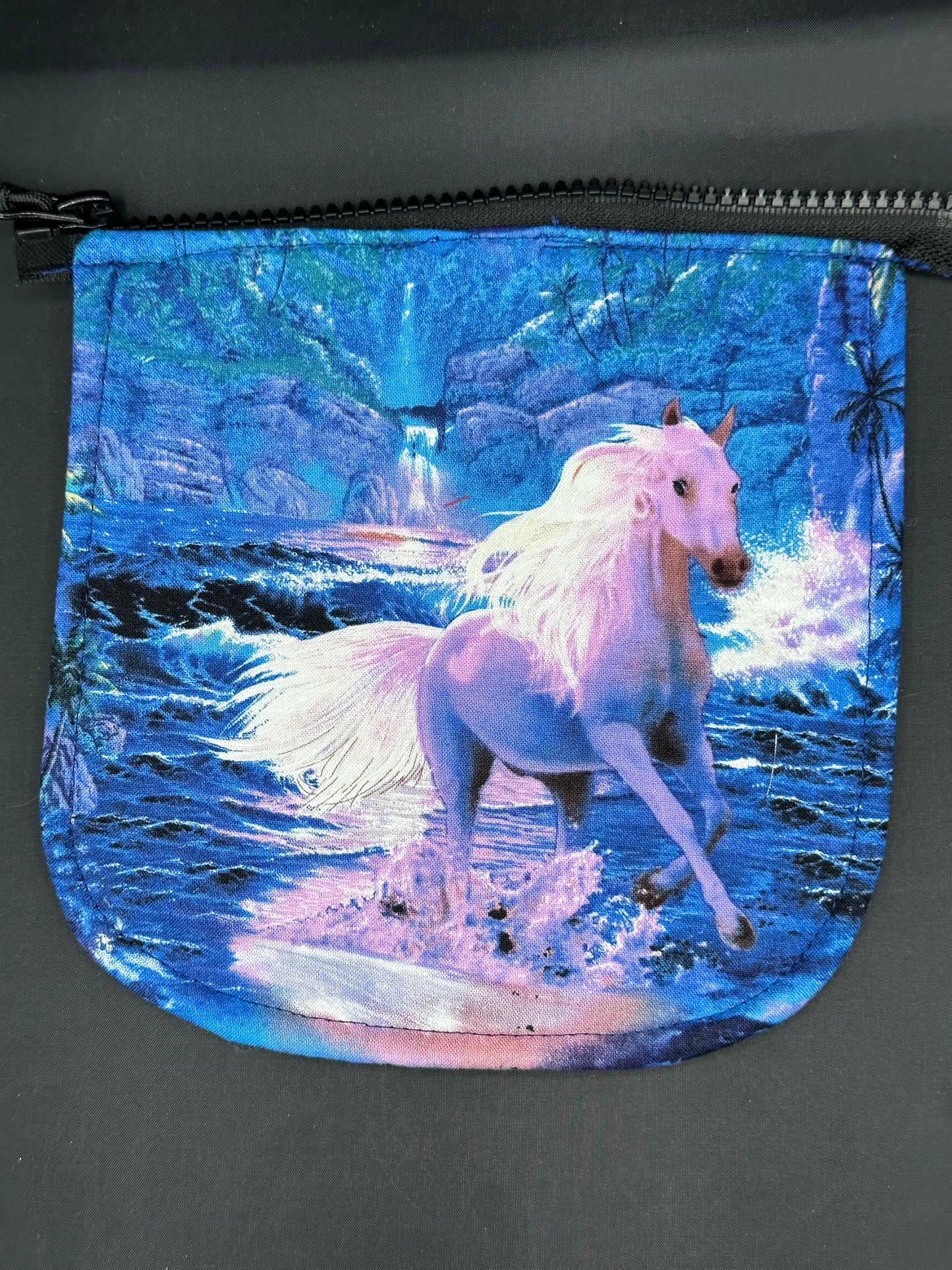 white horses 7" purse flap