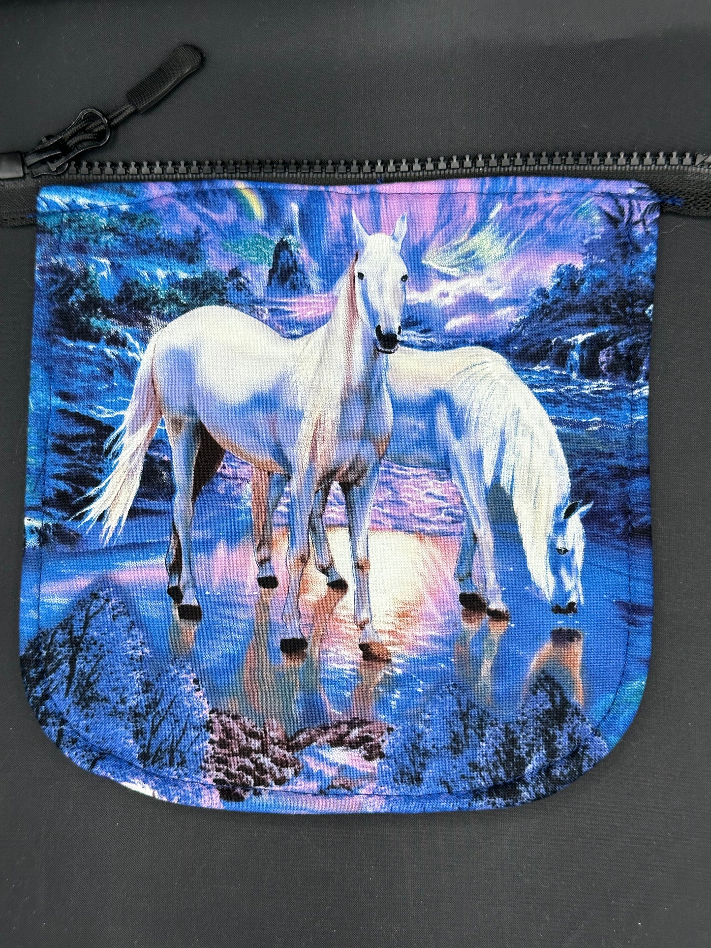 white horses 7" purse flap