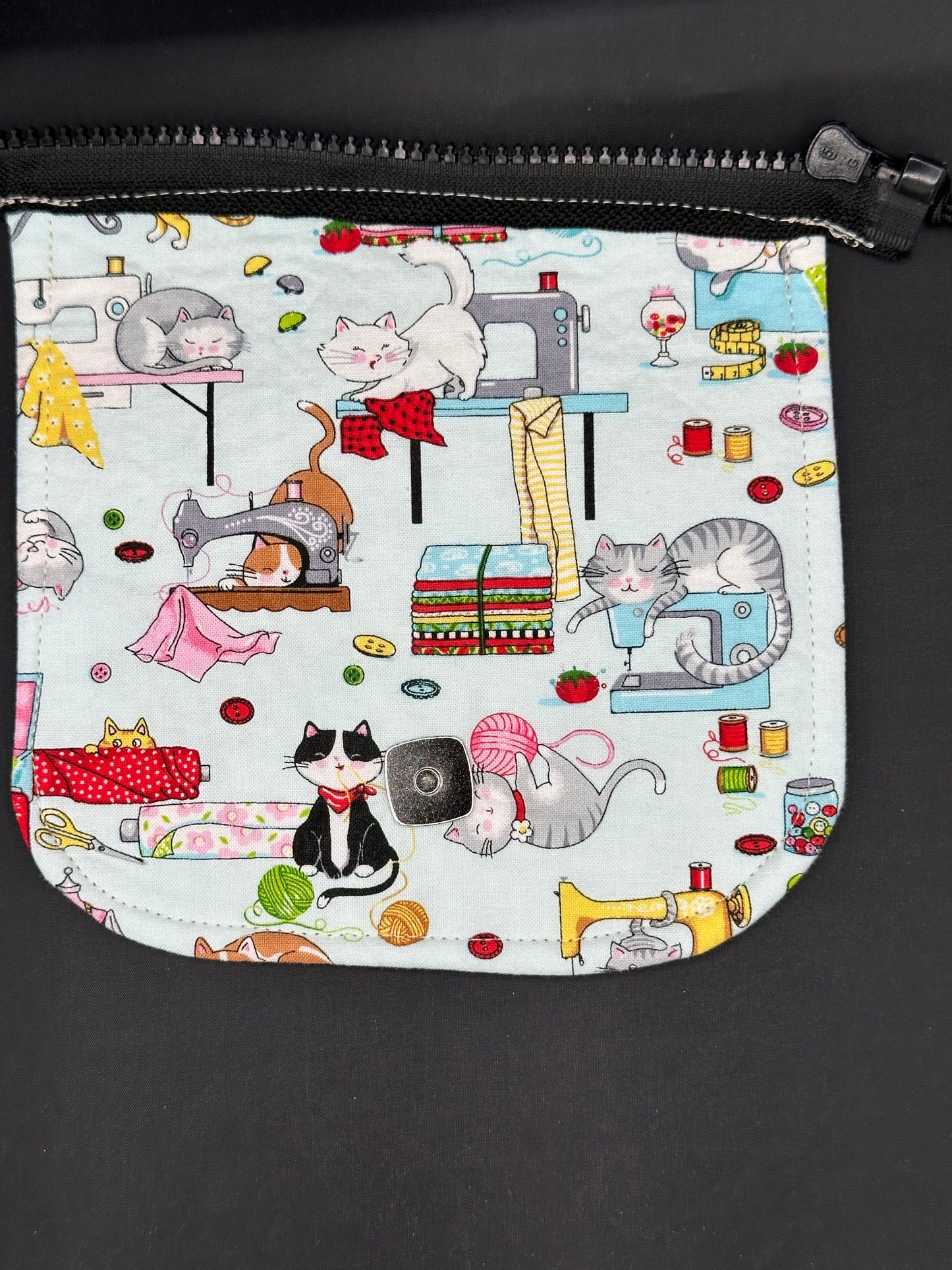 cats & sewing machines 7" purse flap
