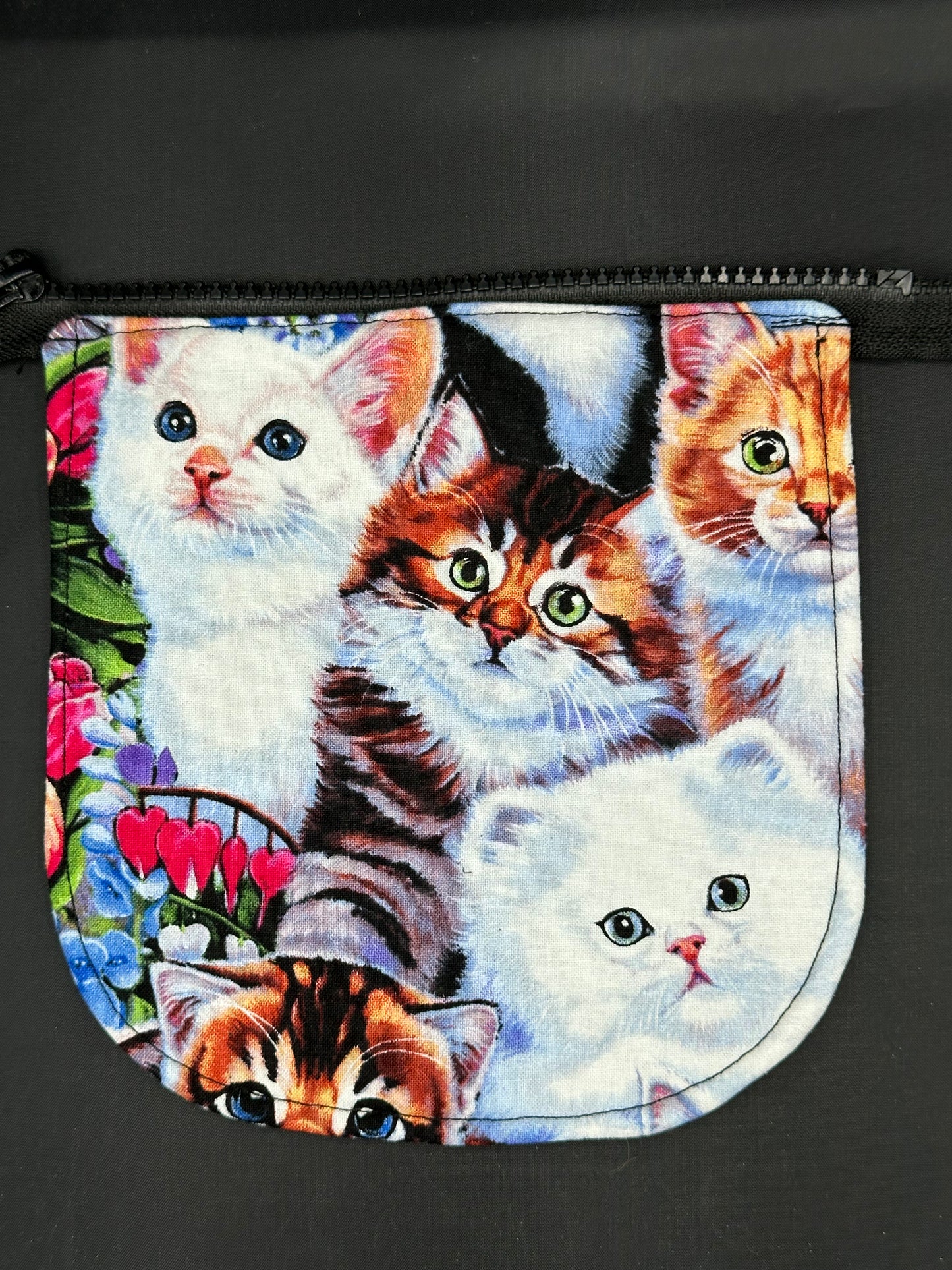 white cat montage 7" purse flap