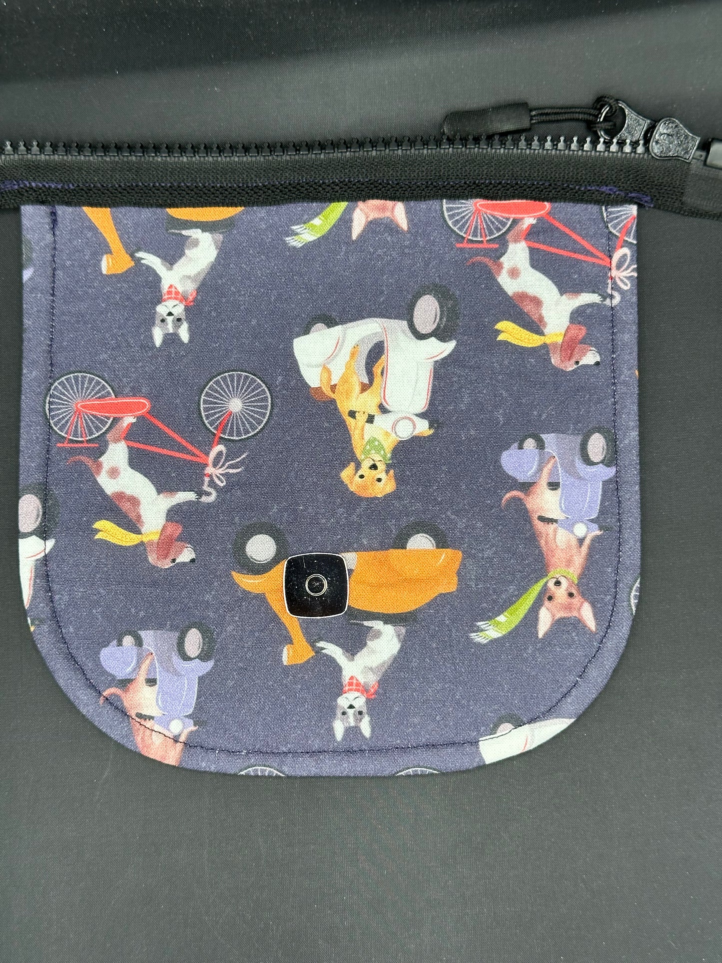 Dogs on scooters 7" purse flap