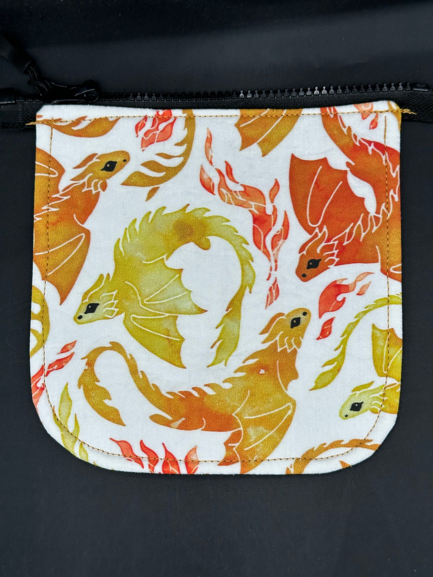 dragons - yellow and orange 7" purse flap