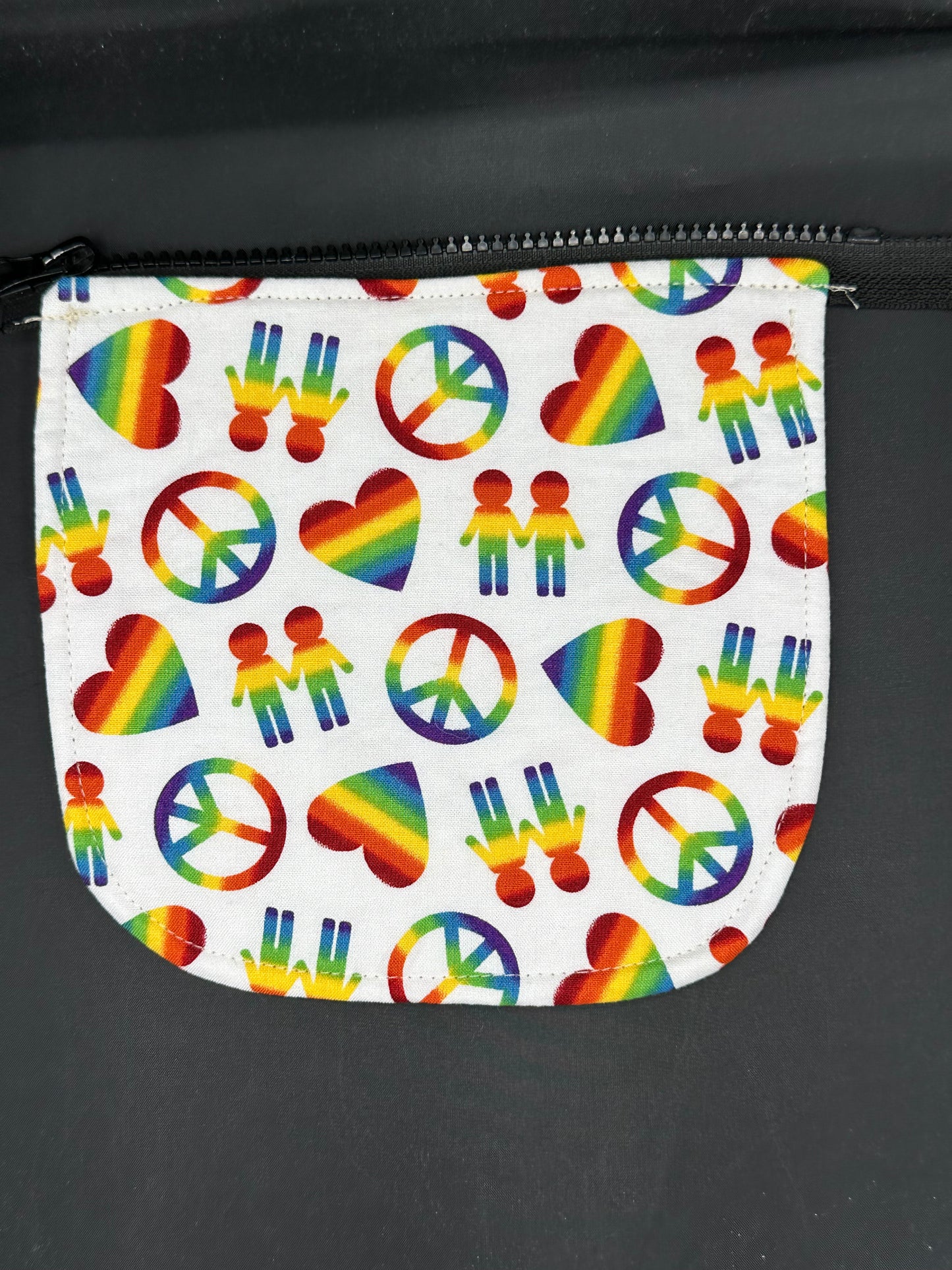 rainbow and peace symbols 7" purse flap
