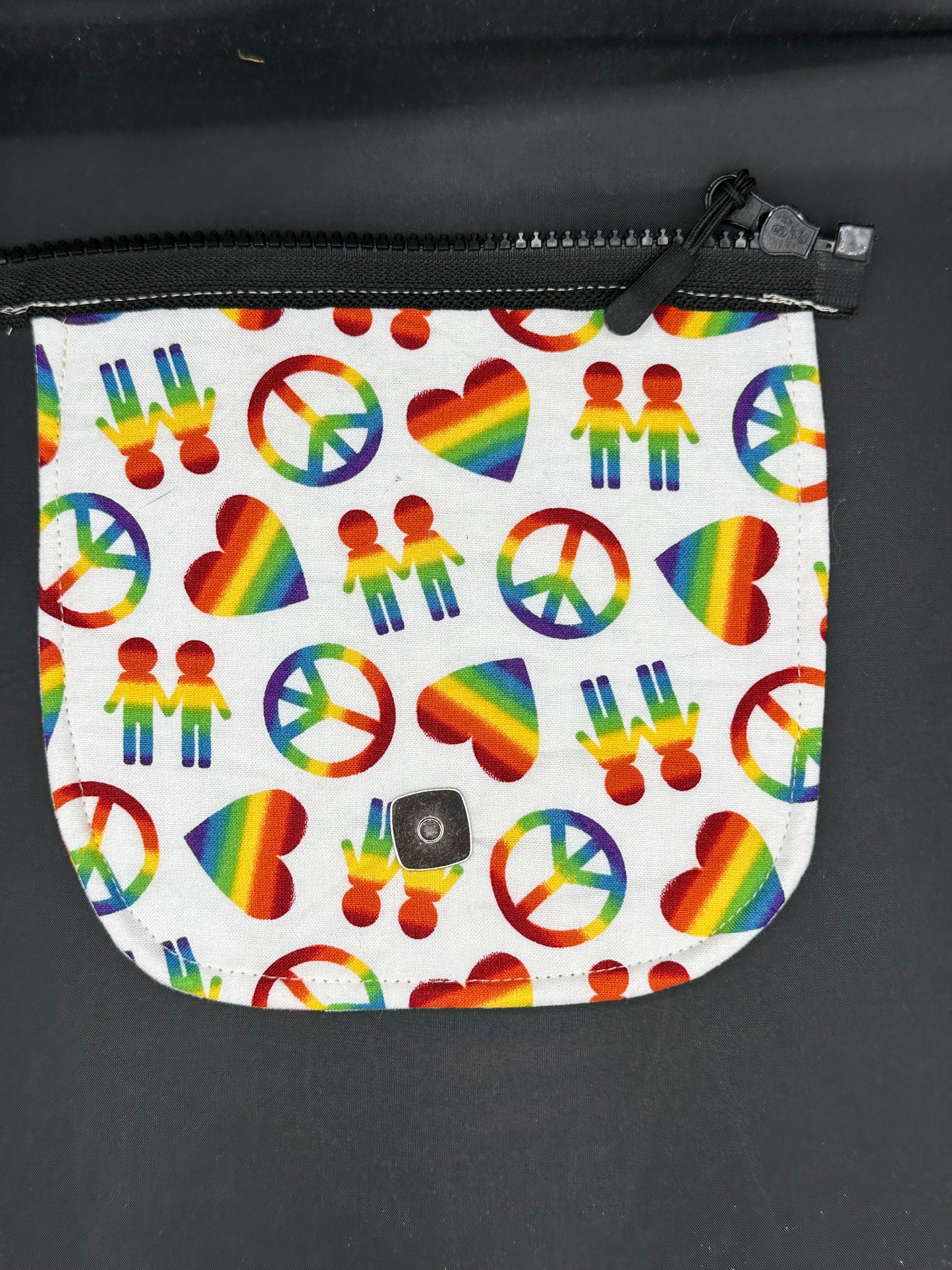 rainbow and peace symbols 7" purse flap