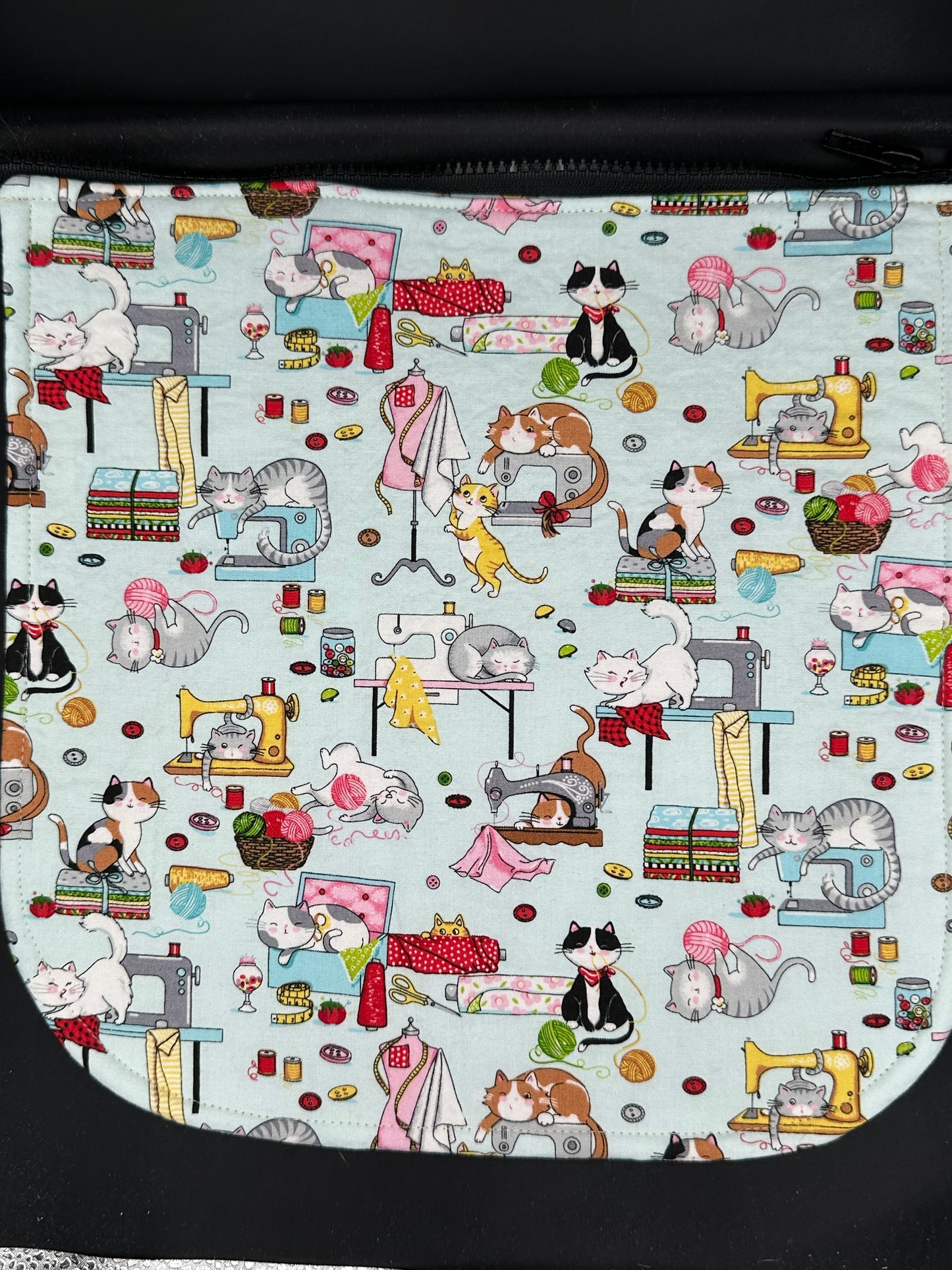 cats and sewing machines 12" purse flap
