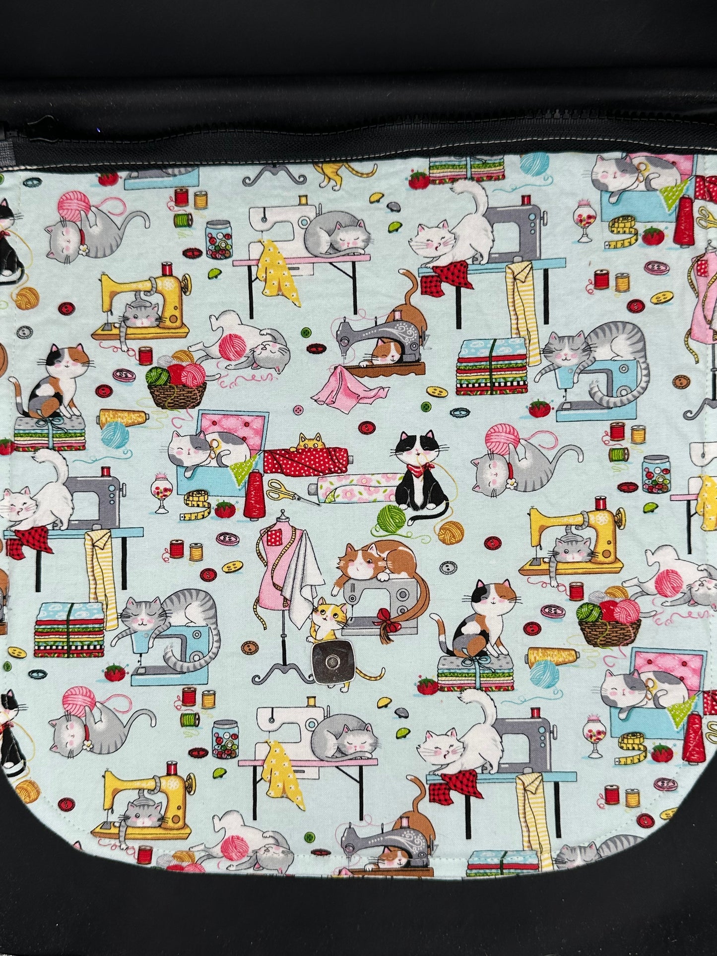 cats and sewing machines 12" purse flap