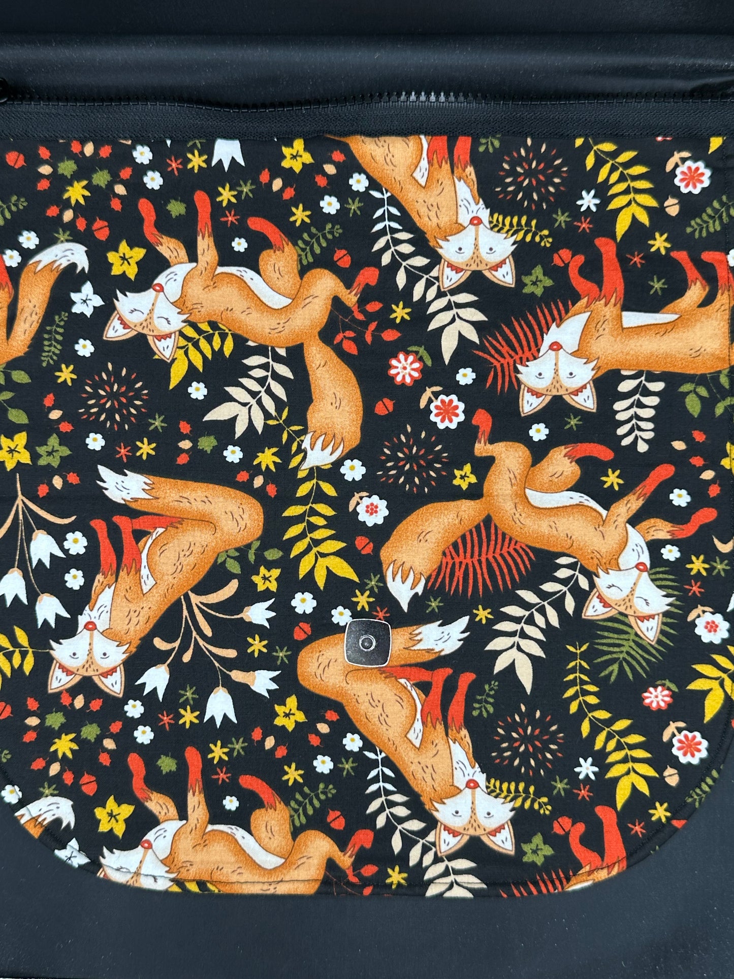 fox on black 12" purse flap
