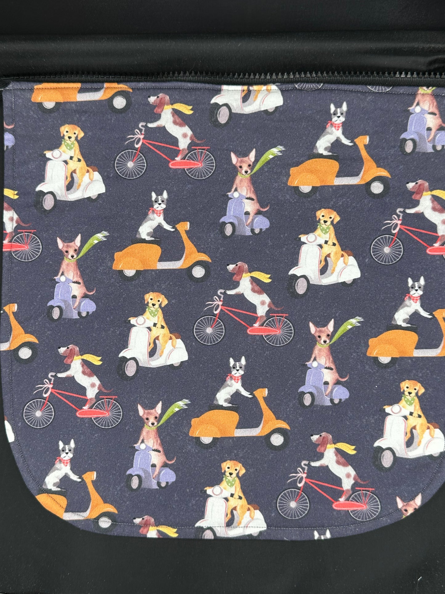 dogs on bikes 12" purse flap