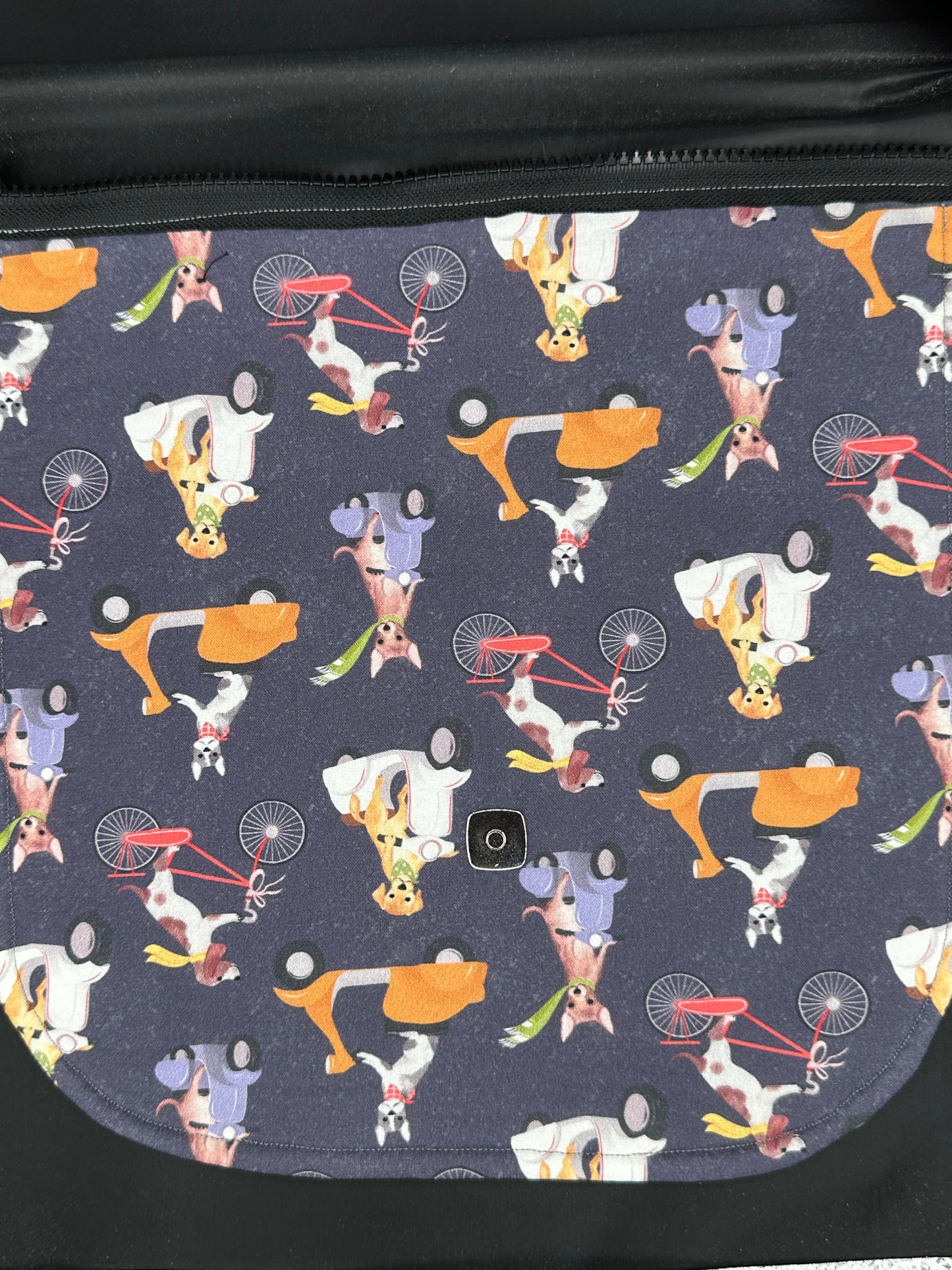 dogs on bikes 12" purse flap