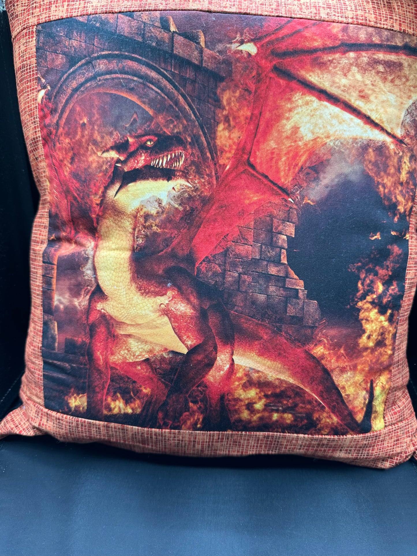 dragon red fire pillow