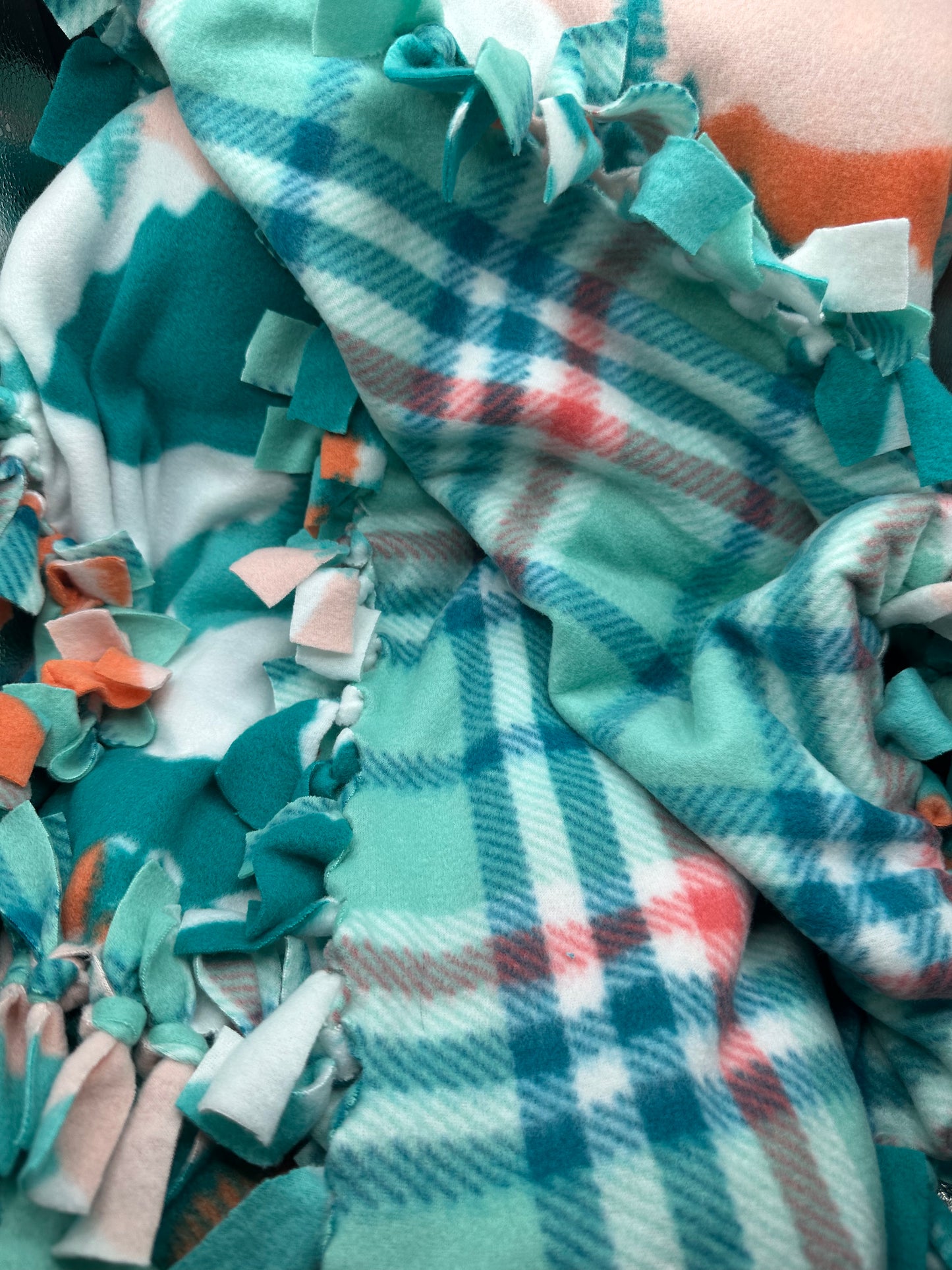 aqua mountain scene fleece blanket