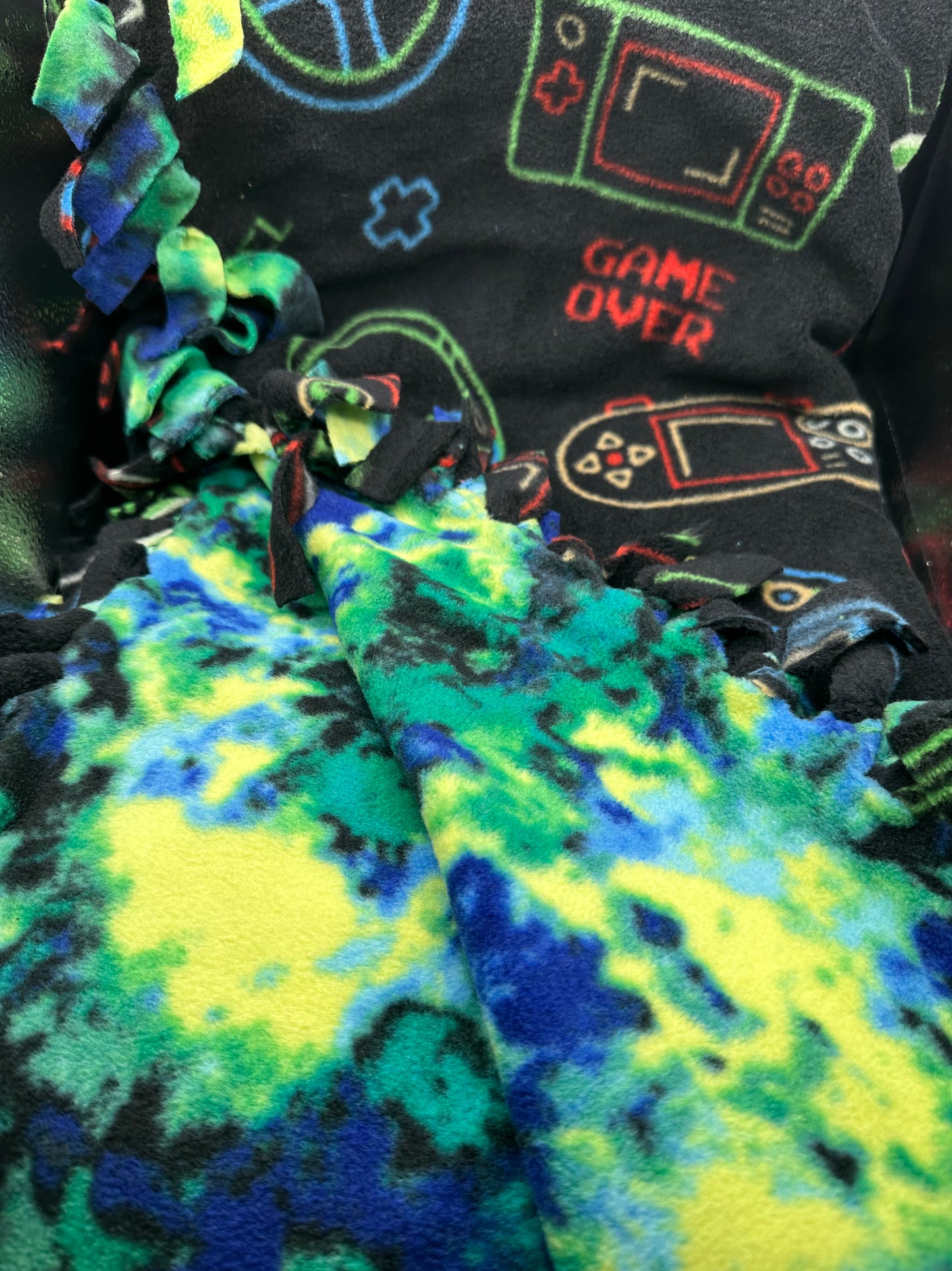 black gaming controller fleece blanket