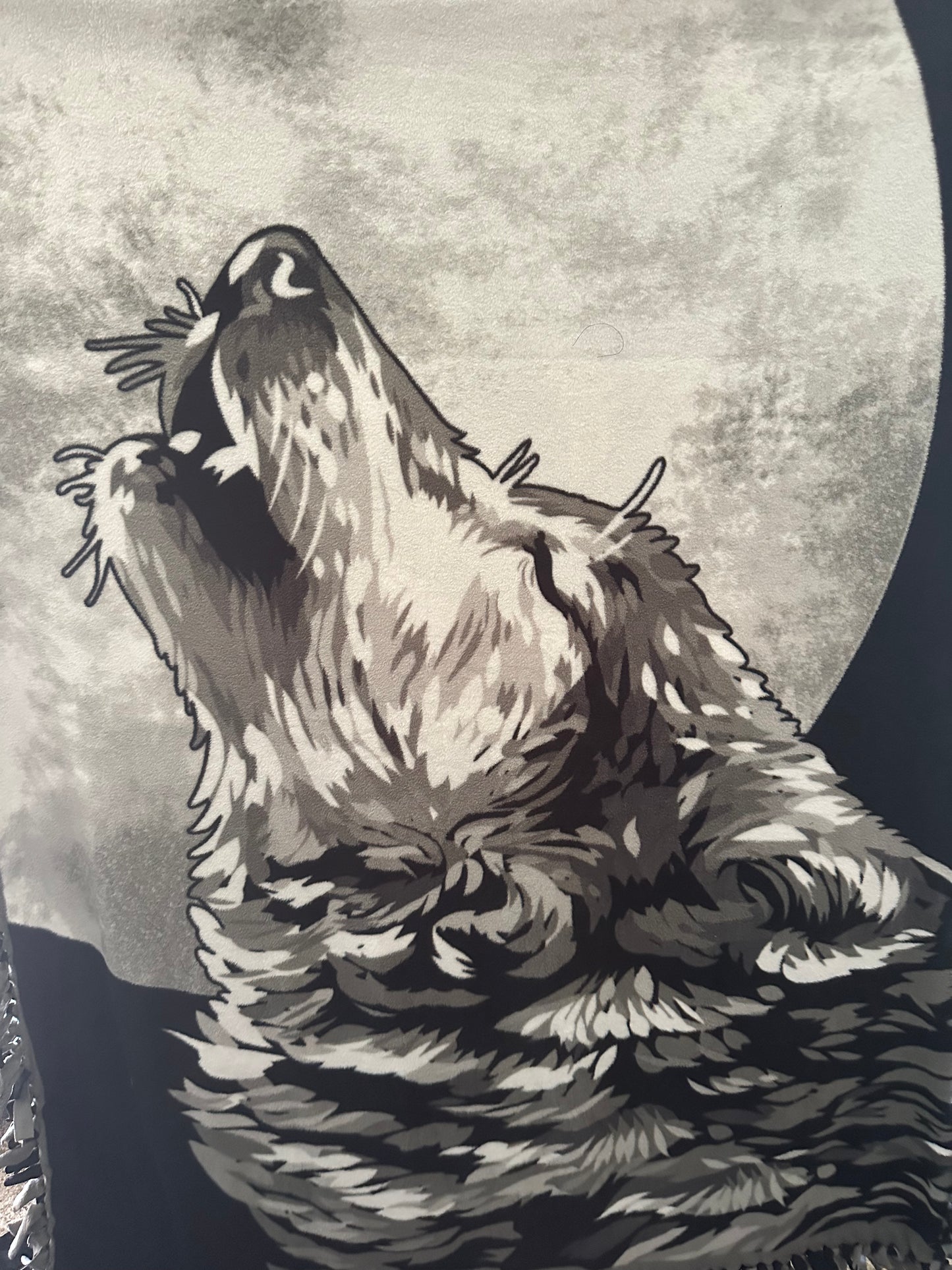 wolf head silhouette fleece blanket
