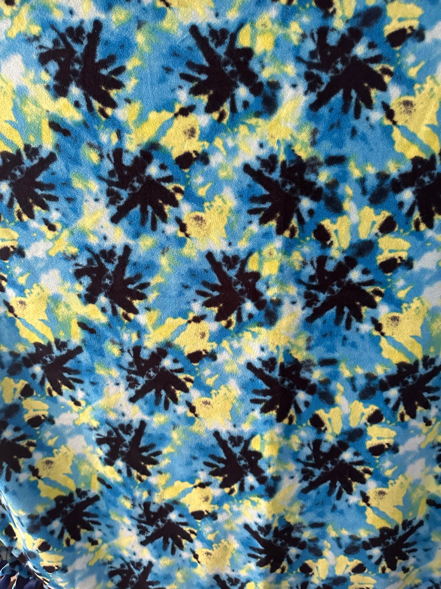 blue and gold swirl tie dye fleece blanket