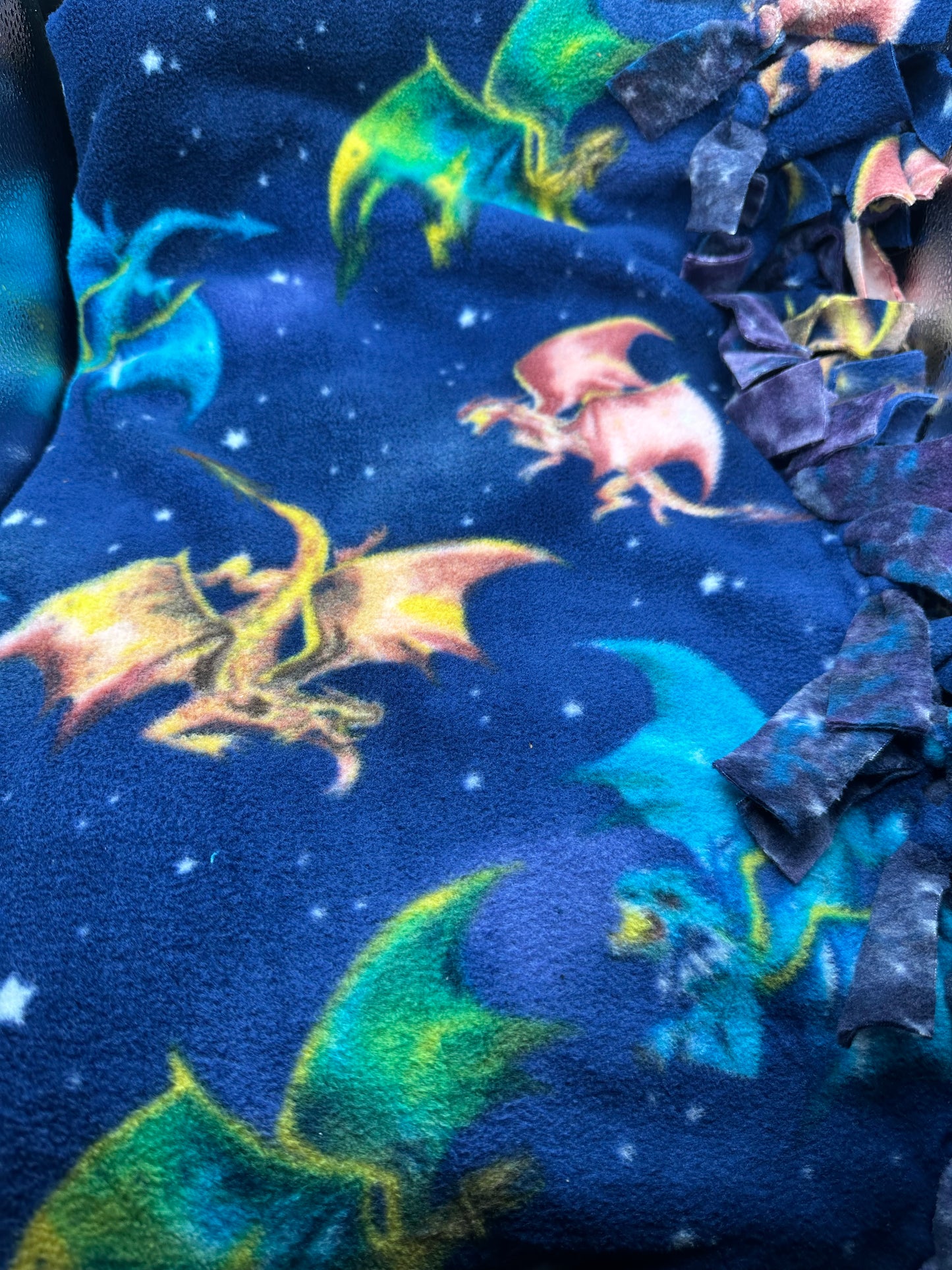 dragons multi color dark blue fleece blanket