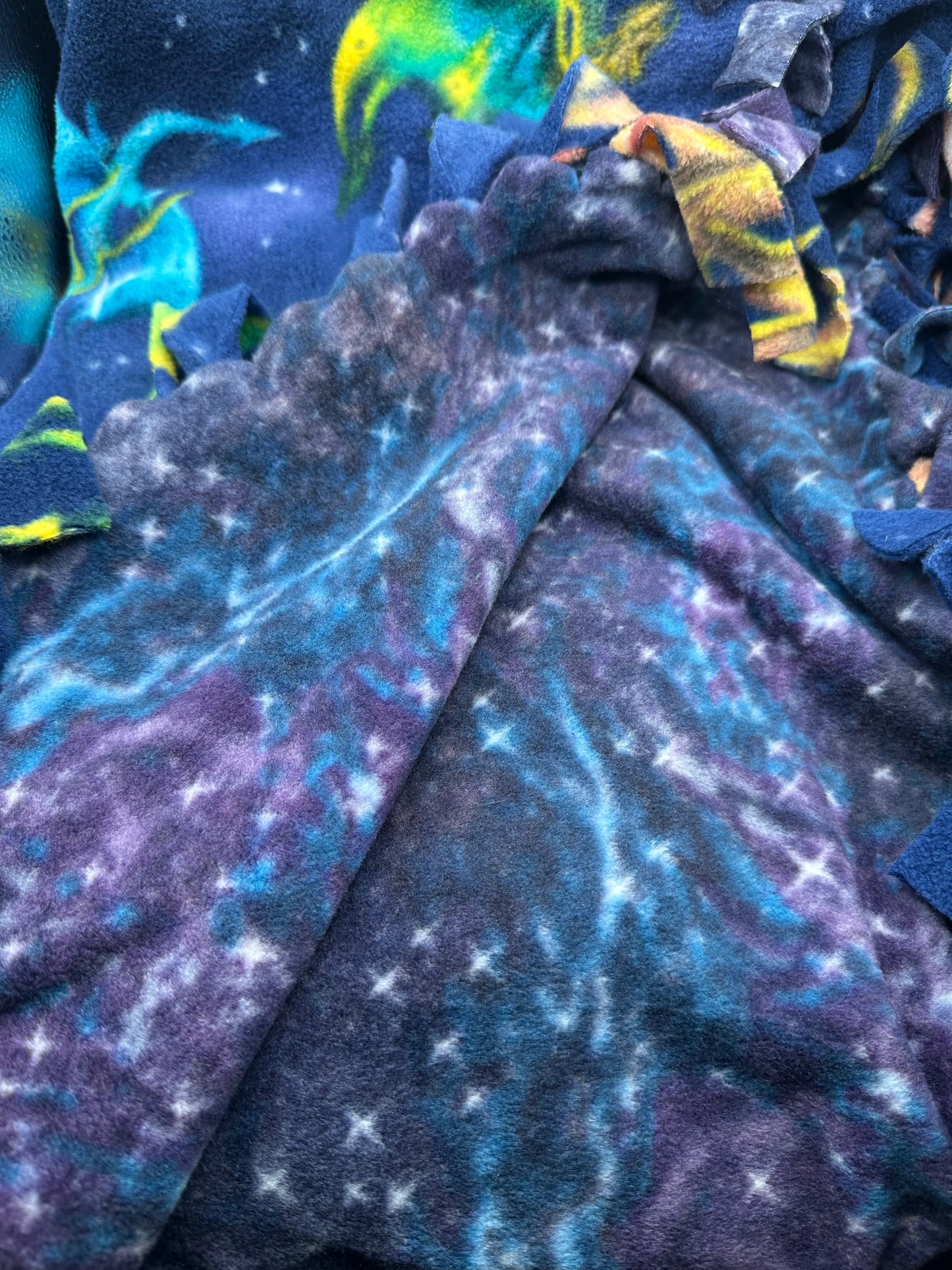 dragons multi color dark blue fleece blanket