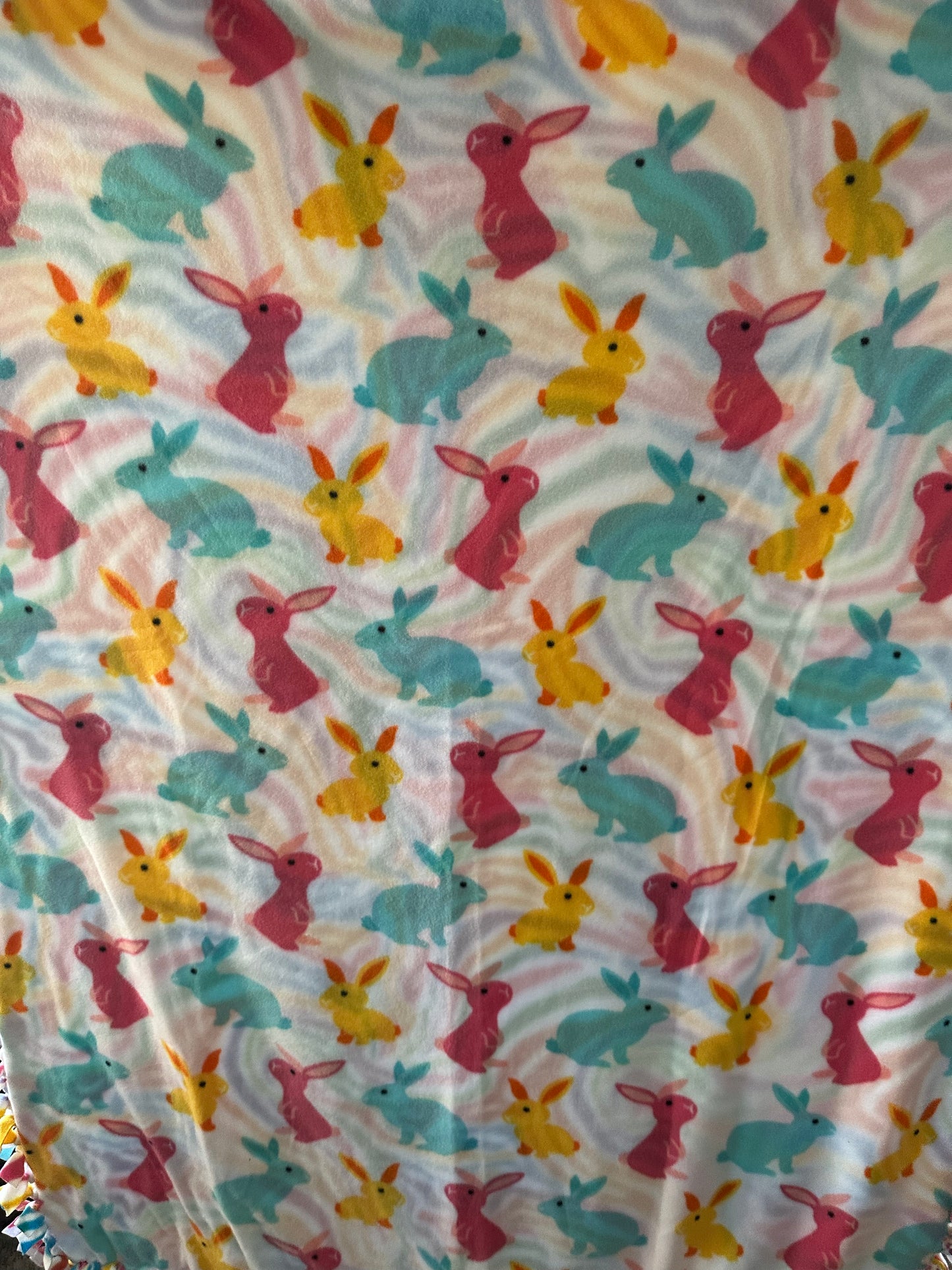 bunnies - colorful fleece blanket