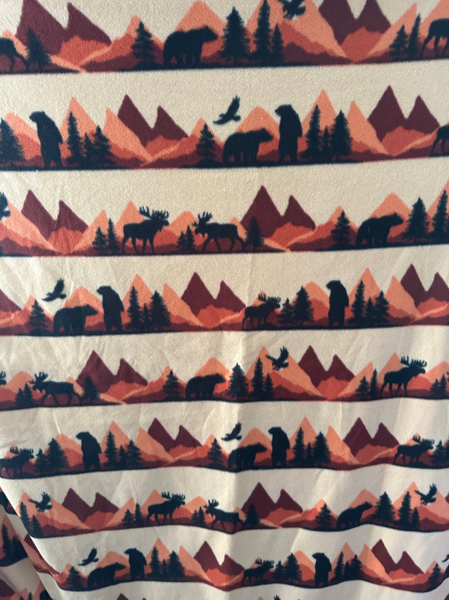 brown & burgundy mountain fleece blanket