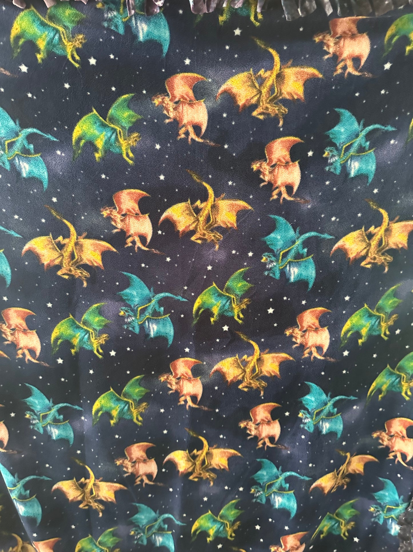 dragons multi color dark blue fleece blanket