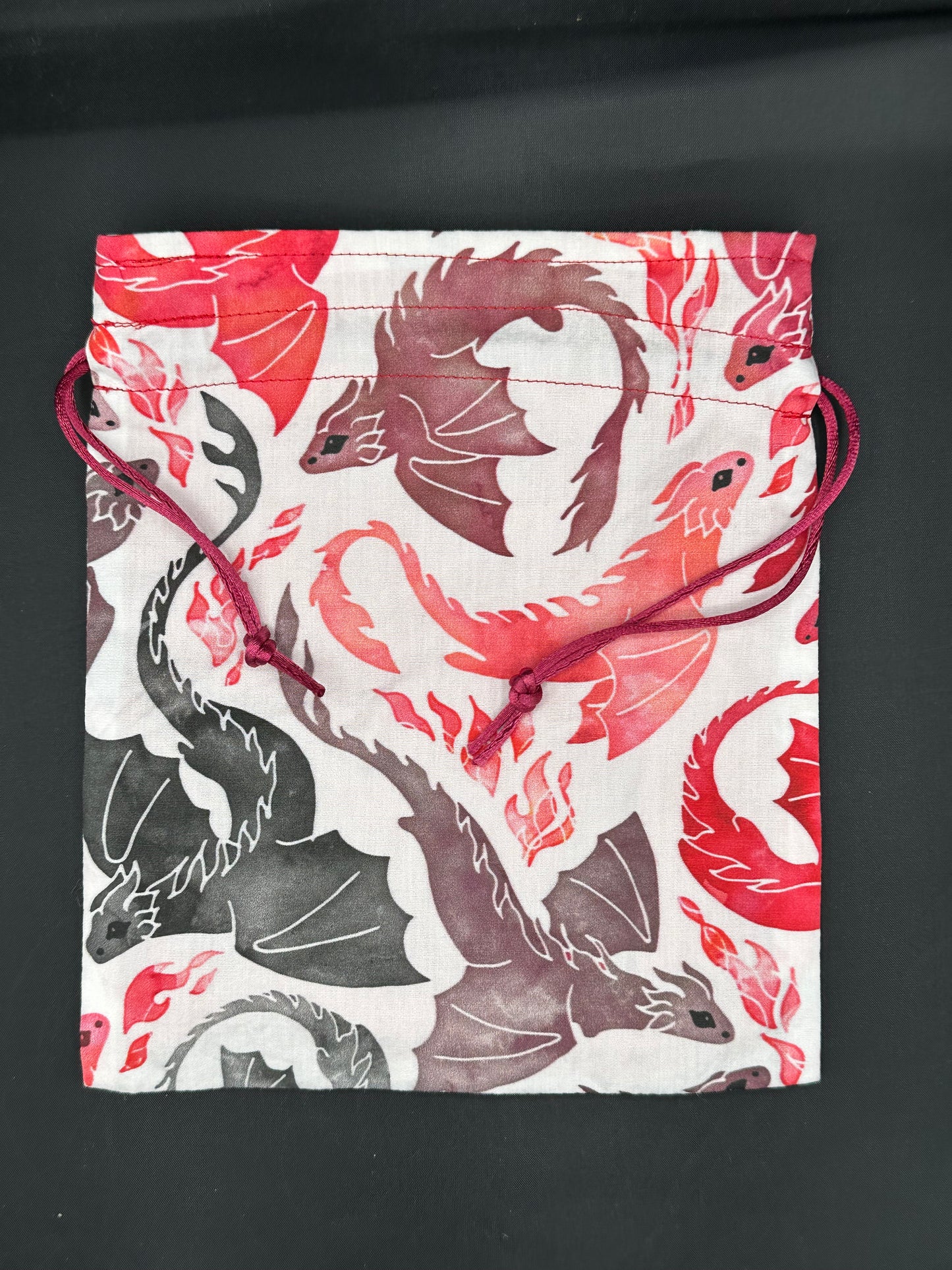 dragons - red and grey drawstring