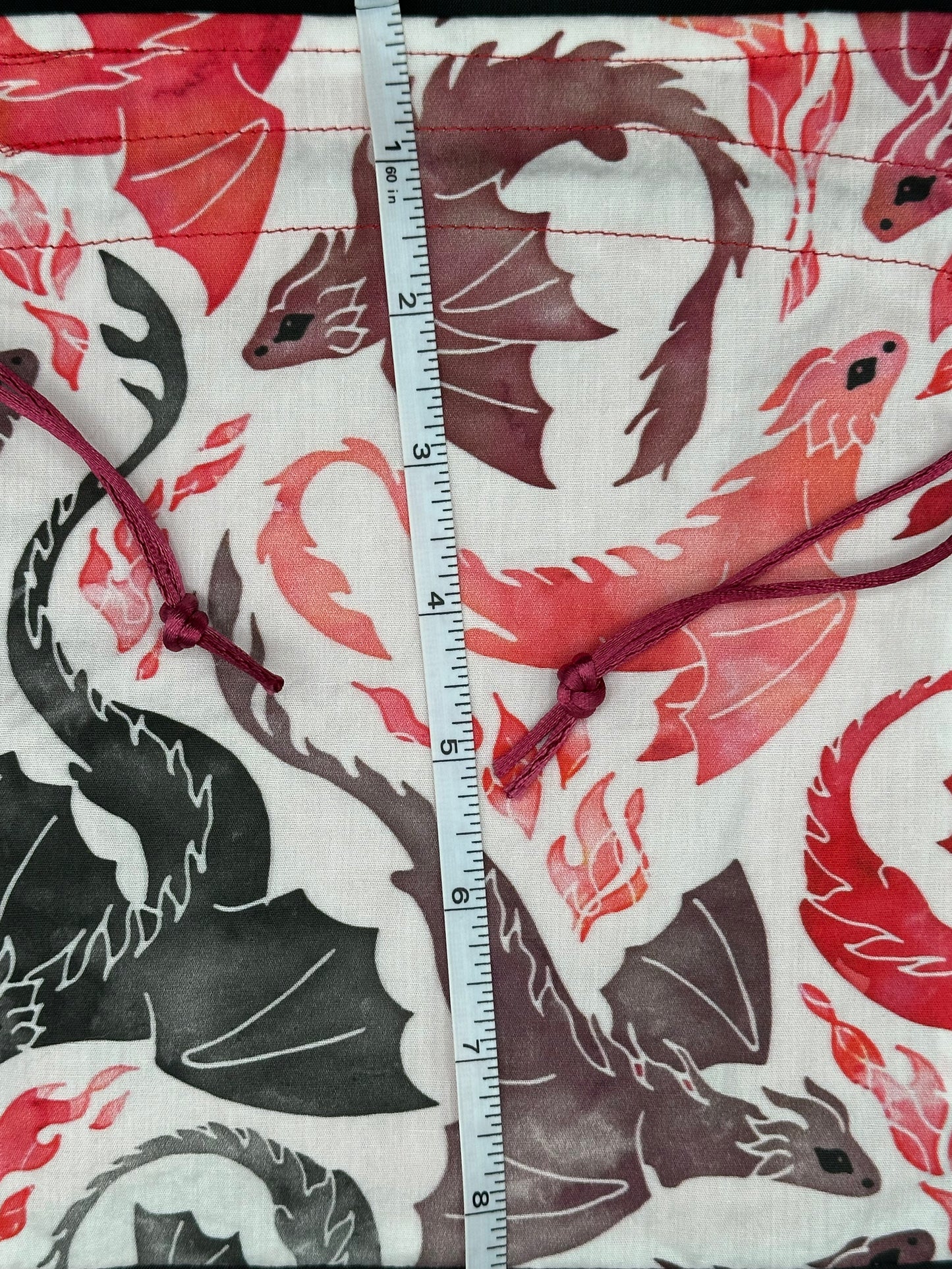 dragons - red and grey drawstring