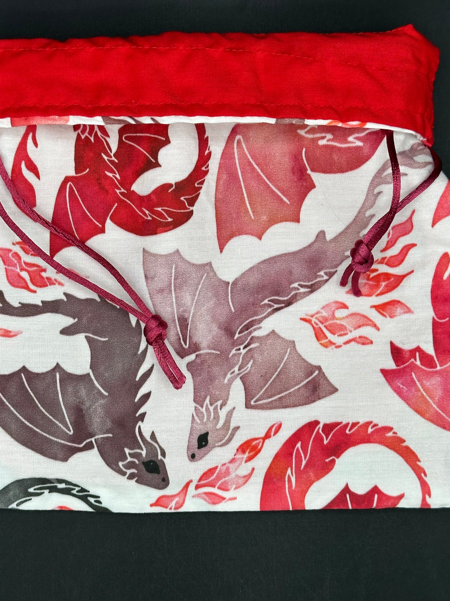 dragons - red and grey drawstring