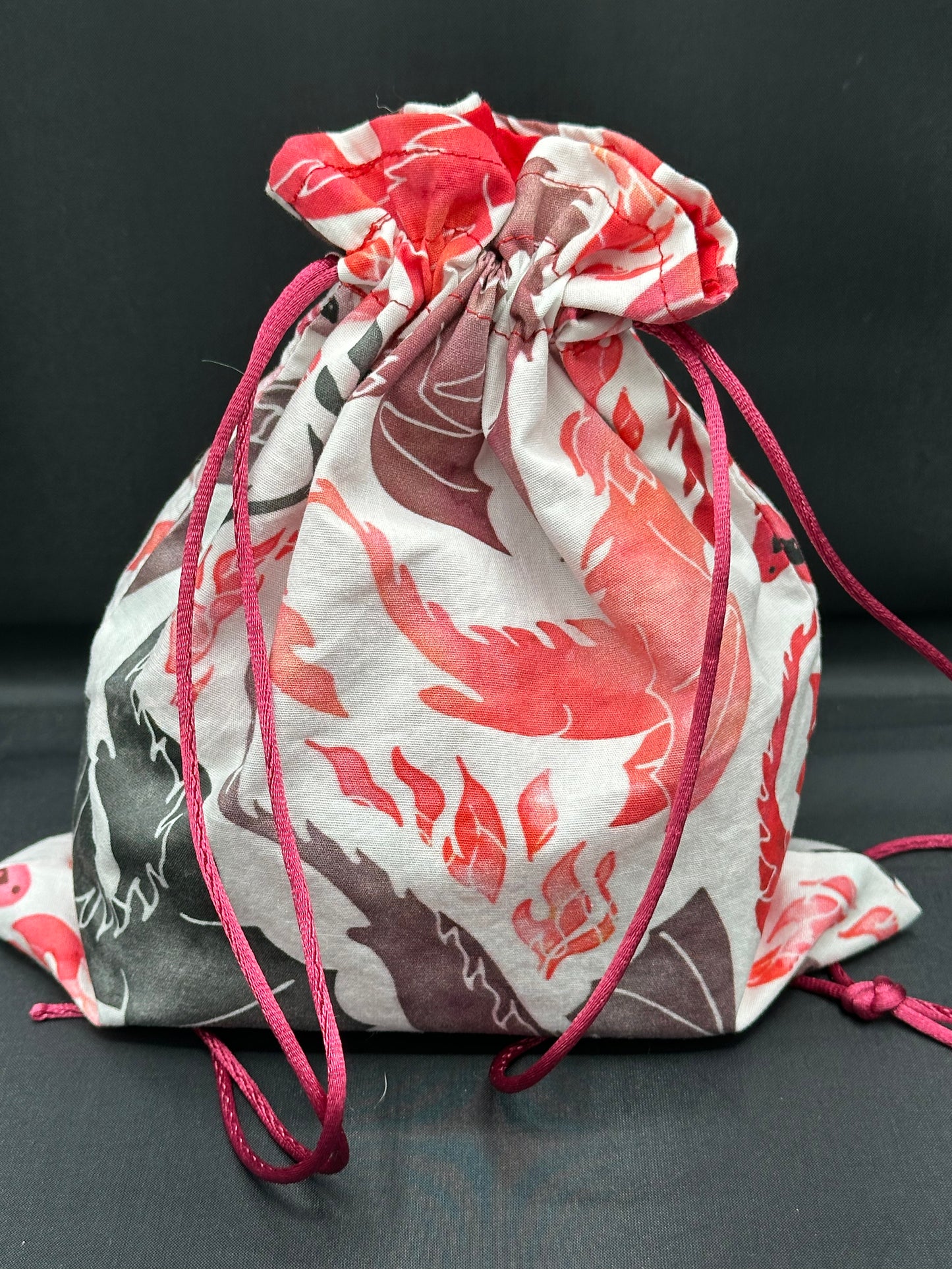 dragons - red and grey drawstring