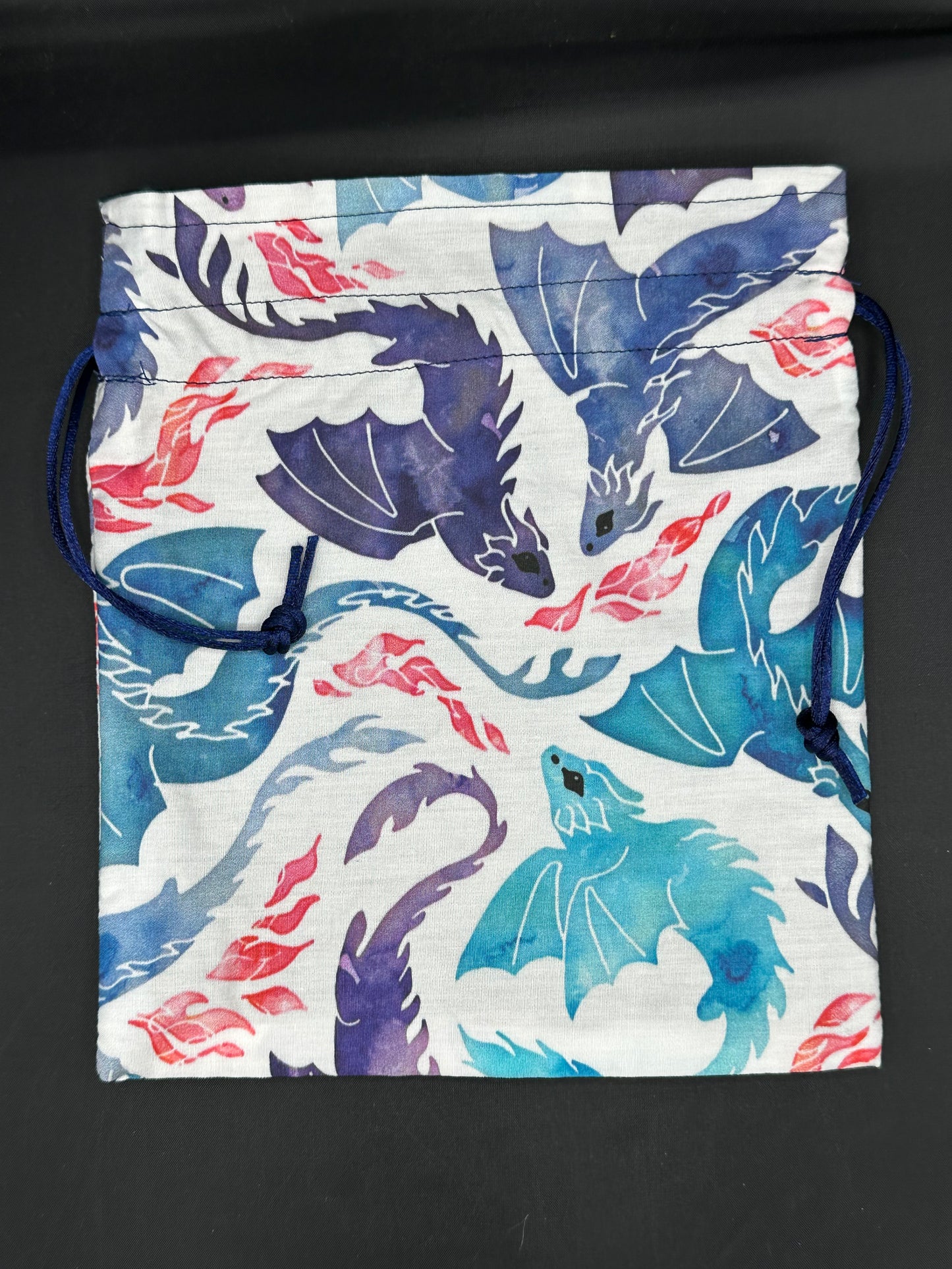 purple & blue dragons draw string bag