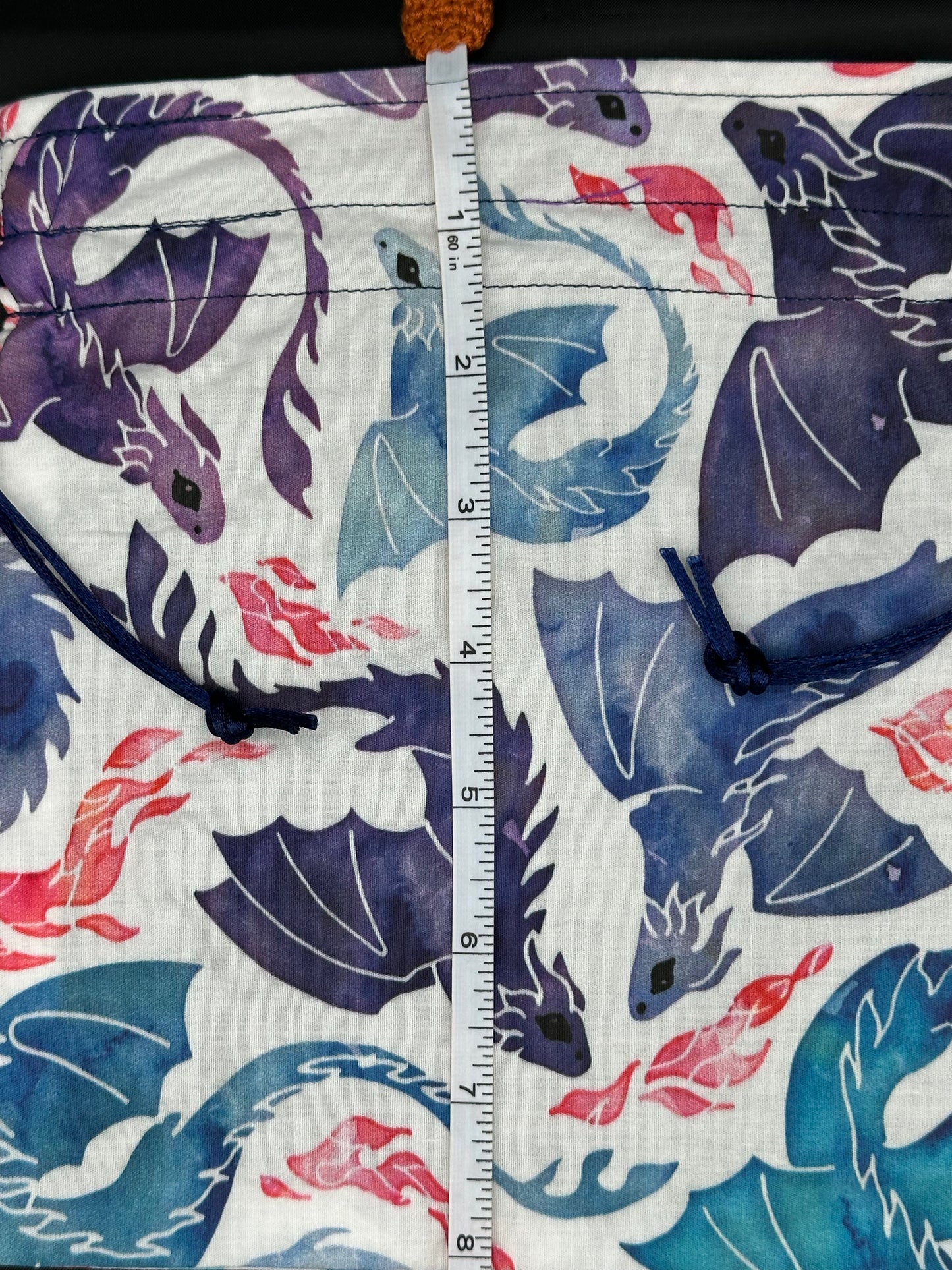 purple & blue dragons draw string bag