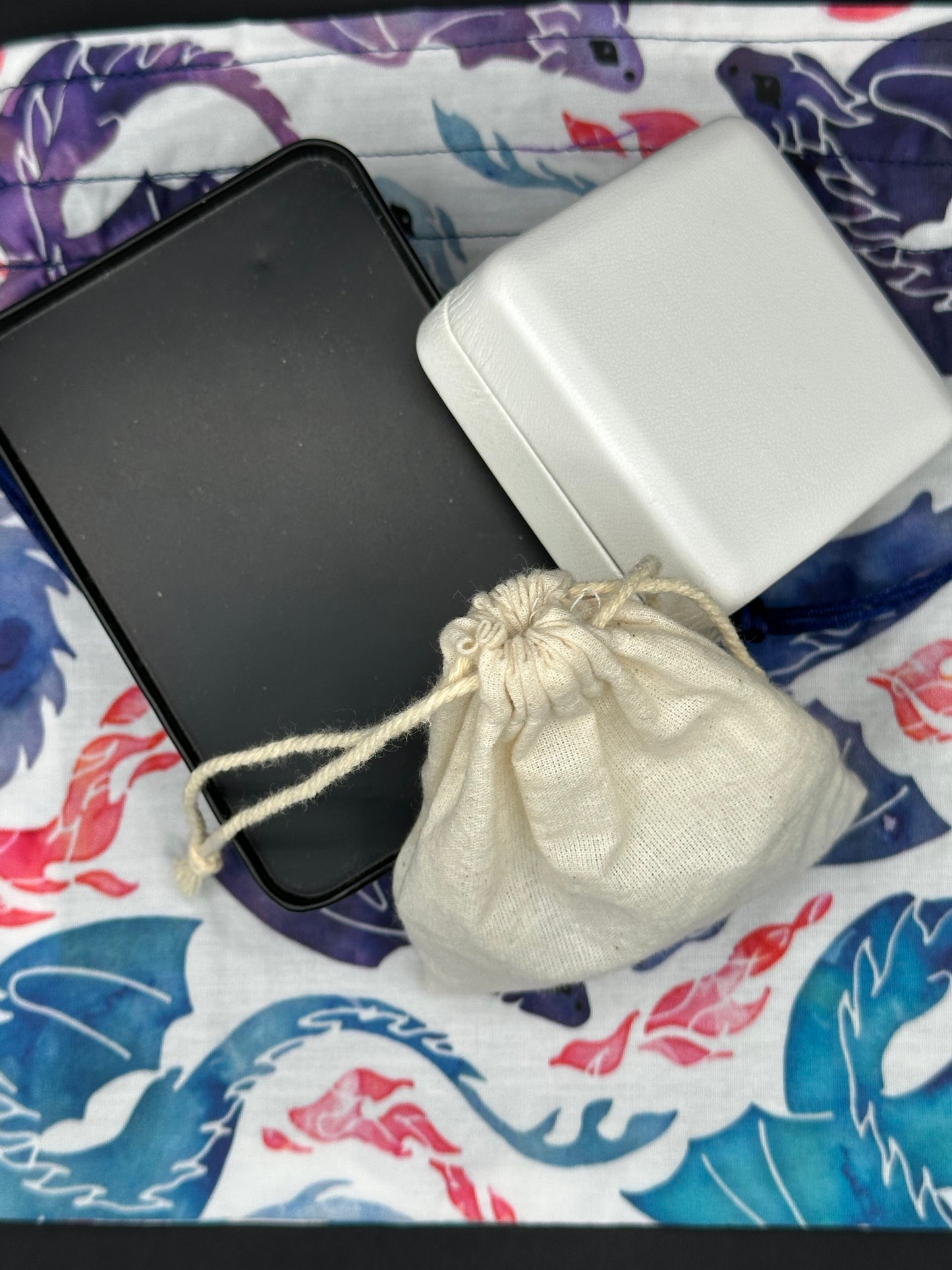 purple & blue dragons draw string bag
