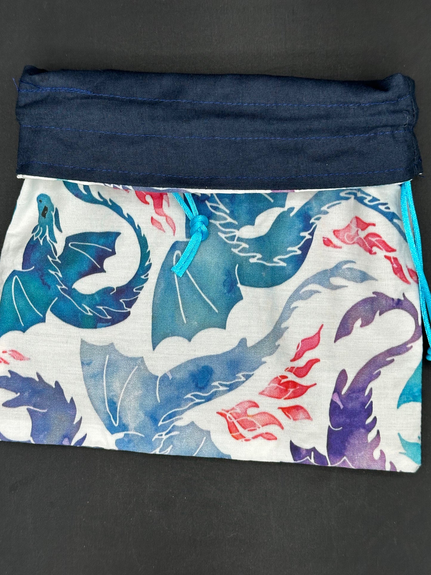 purple & blue dragons draw string bag