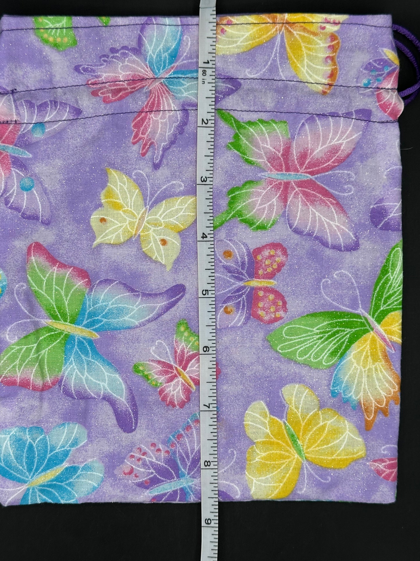 butterflies on purple draw string