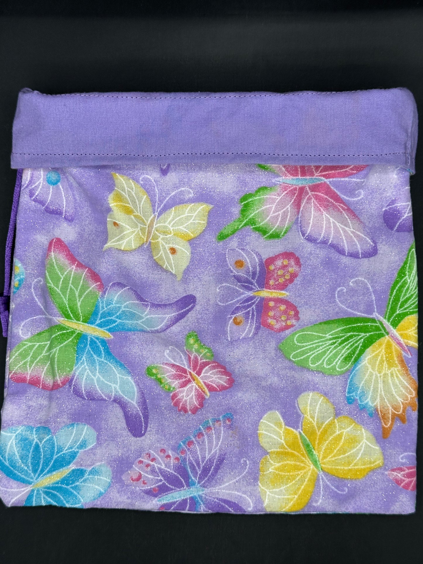 butterflies on purple draw string
