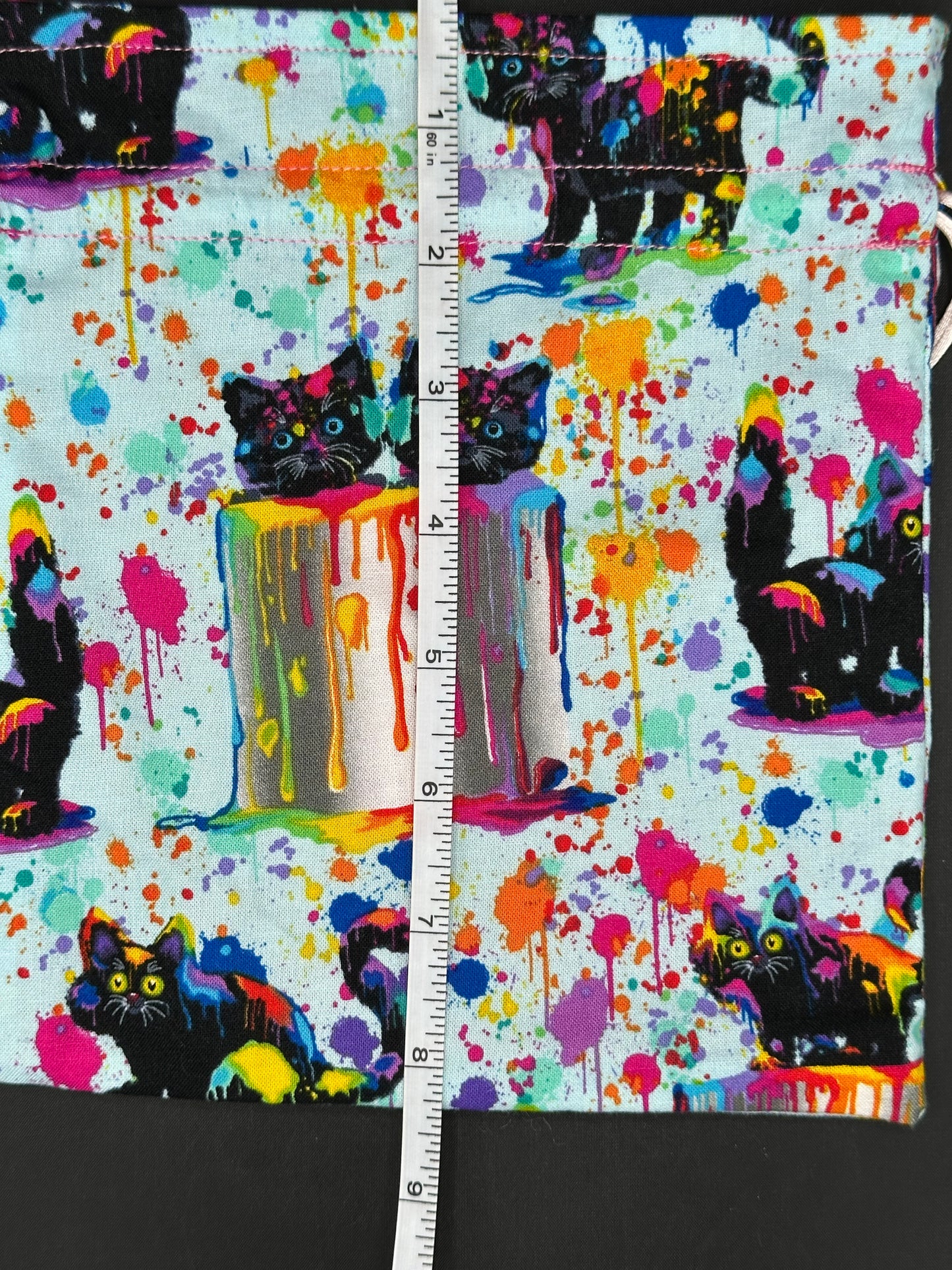 cats & and paint draw string bag