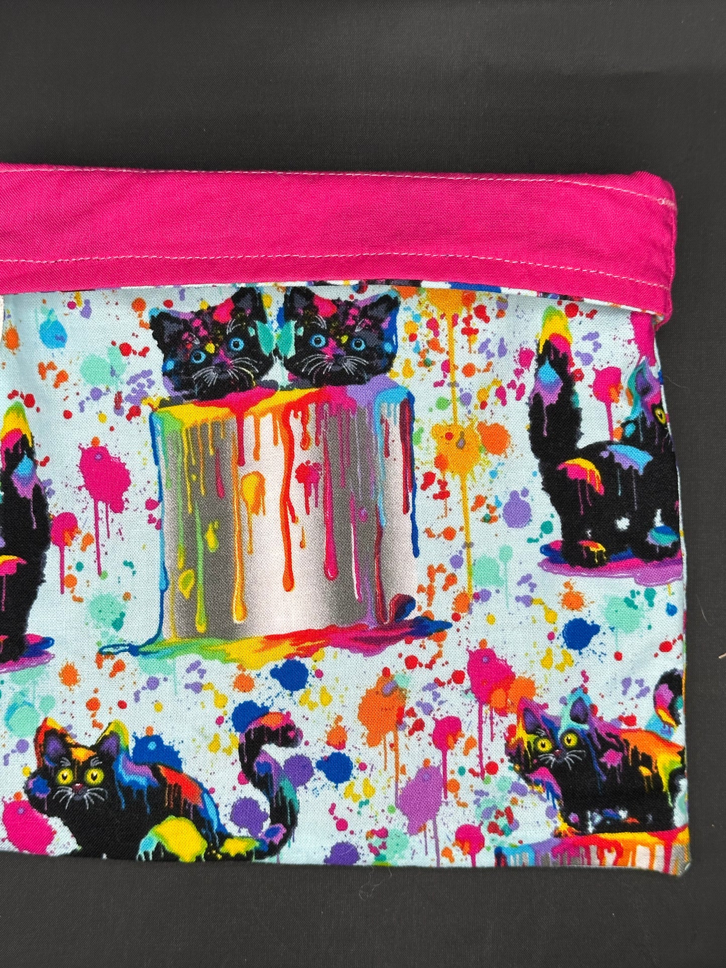 cats & and paint draw string bag