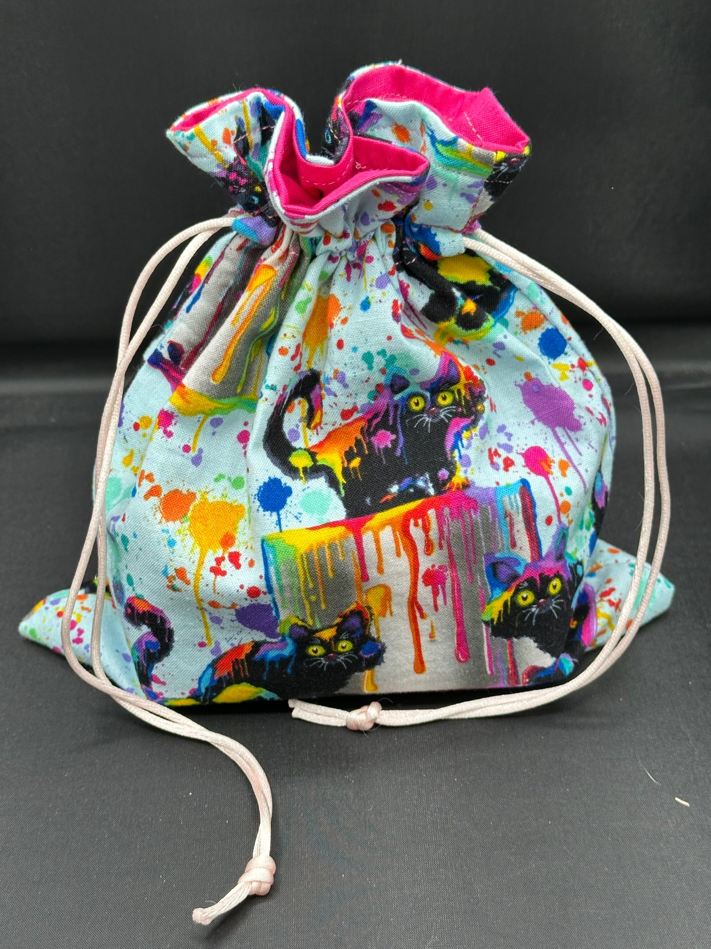 cats & and paint draw string bag