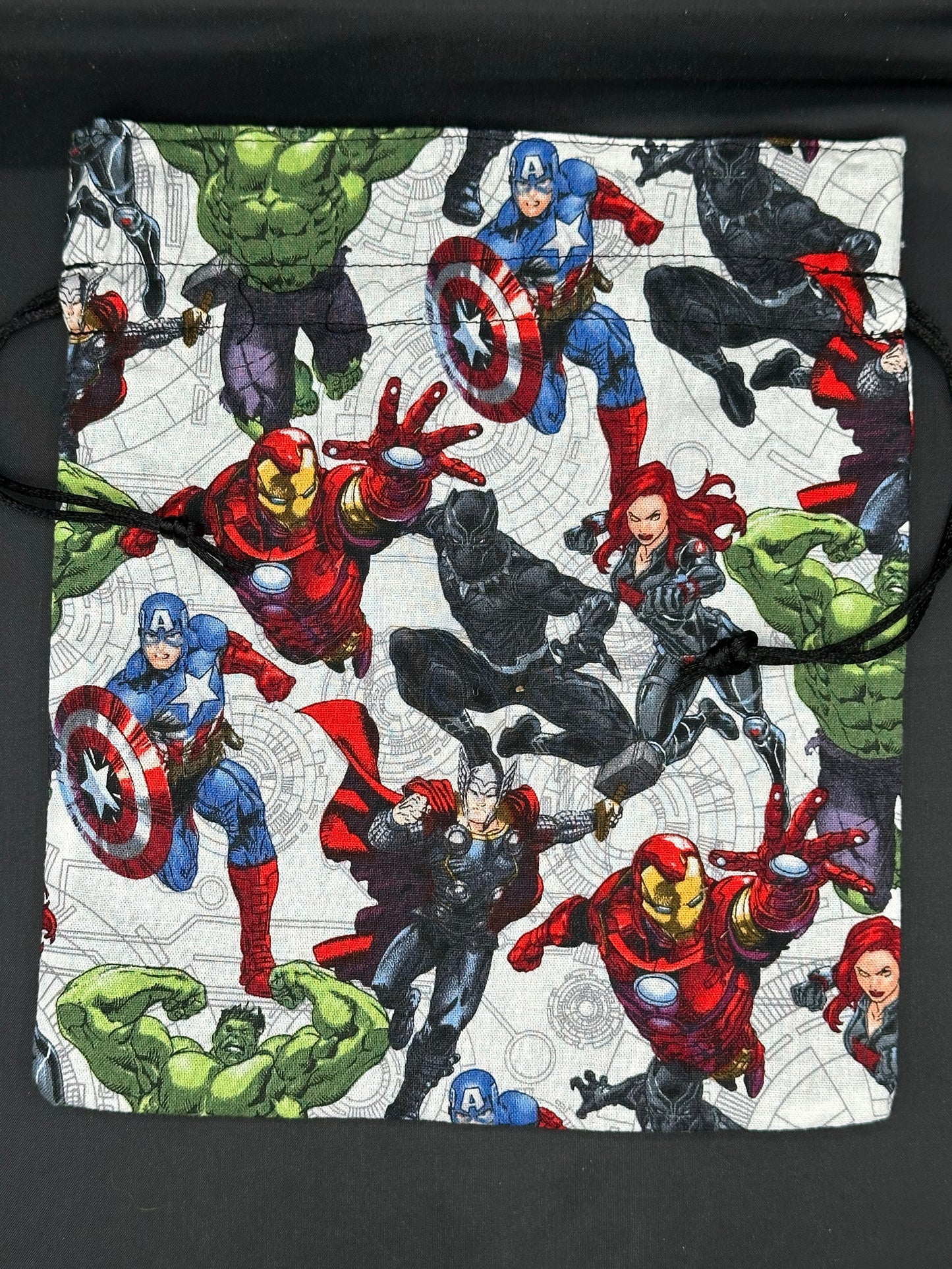 Super heroes figures draw string bag