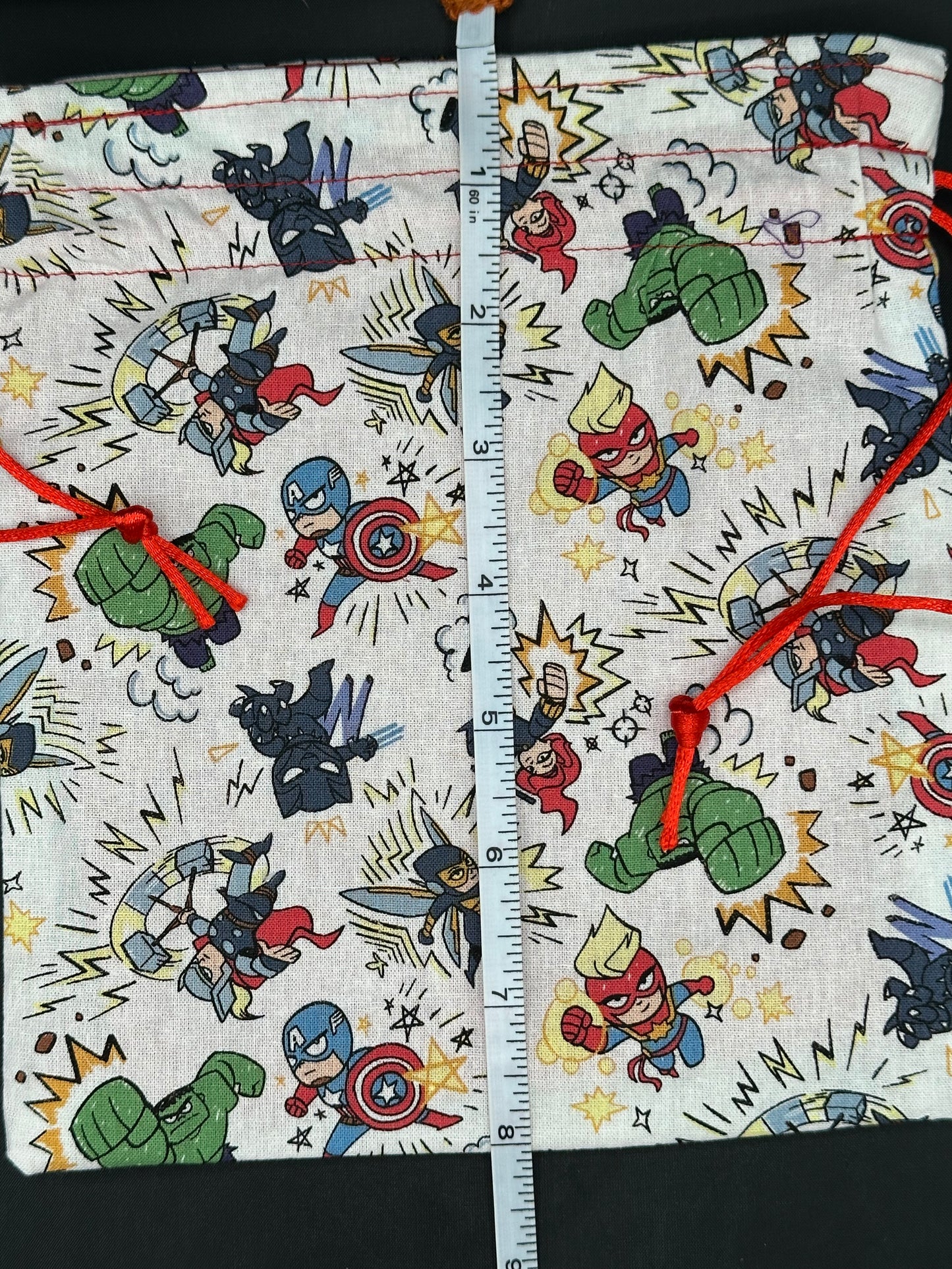 Super heroes cartoon draw string bag